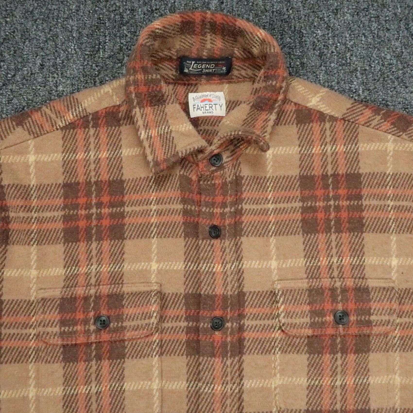 Faherty Faherty Shirt Mens S Brown Plaid Long Sleeve Button-Up Stretch Flannel 40 in Chest Size US S / EU 44-46 / 1 - 2 Thumbnail