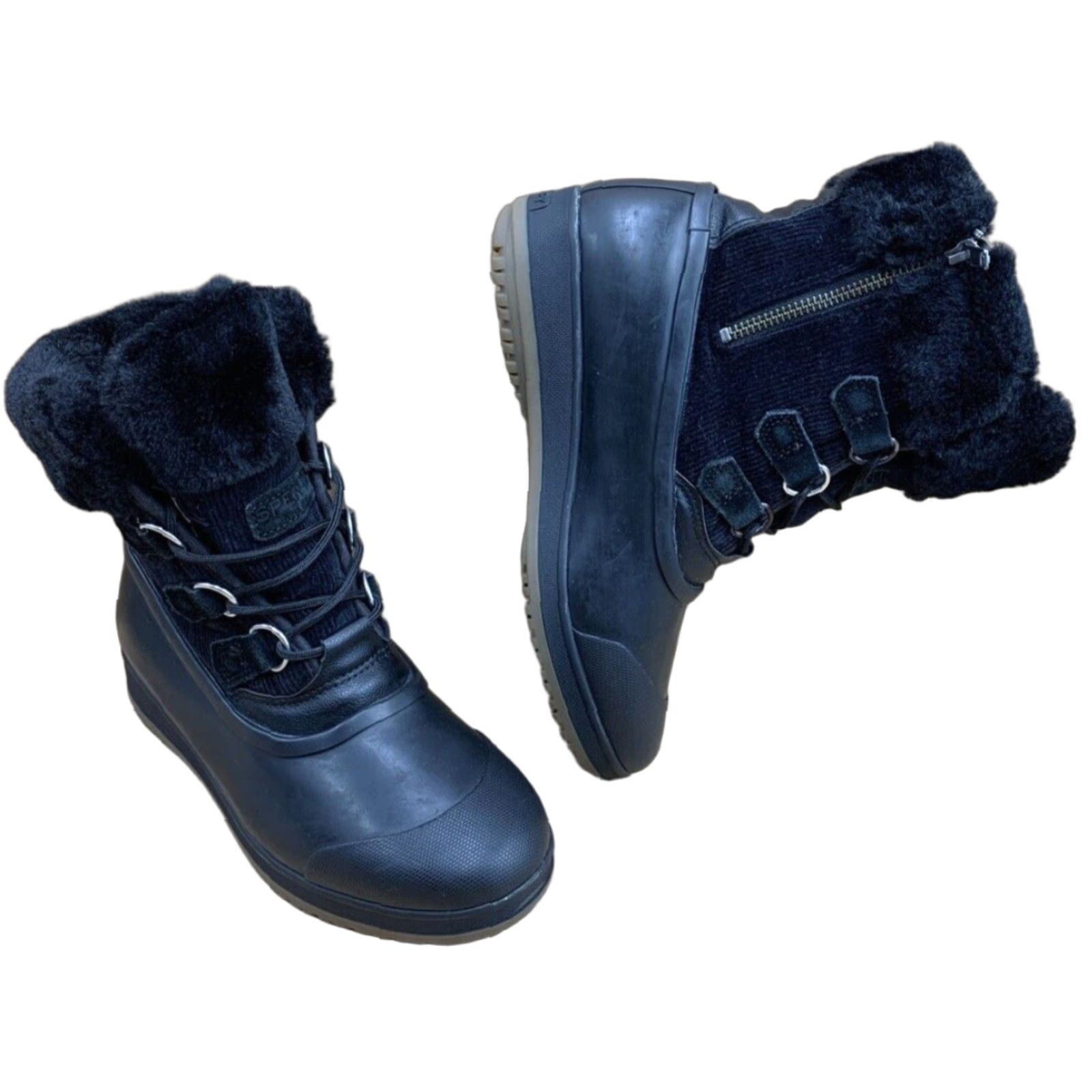 VINTAGE Sperry Snow Boots Women's Size M Faux Fur Winter Outdoor