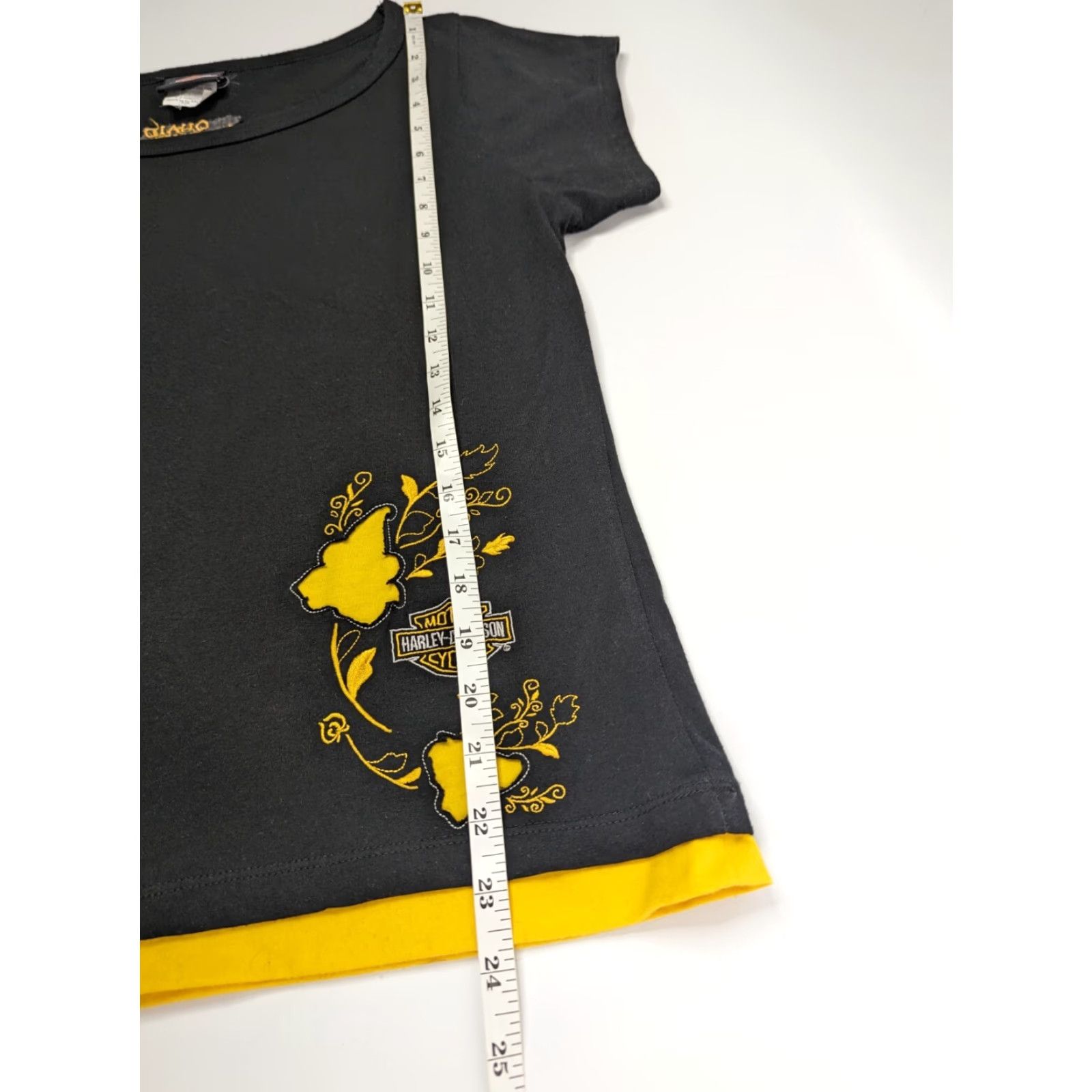 Harley Davidson Harley-Davidson Women's XL T-Shirt Black Yellow Short Sleeve Logo Graphic Slim Regular 100% Cotton Casual Vintage No Size XL / US 12-14 / IT 48-50 - 5 Thumbnail