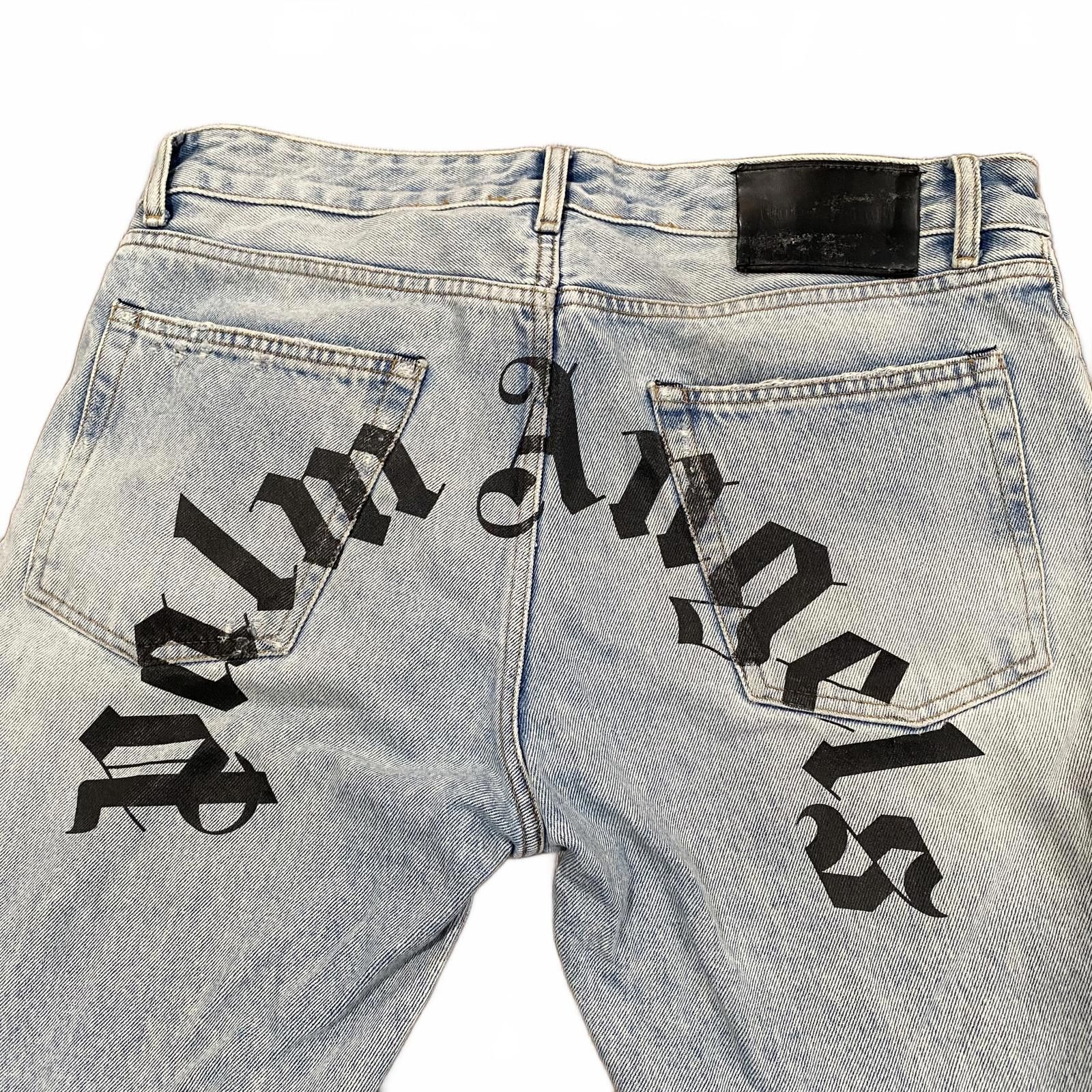 Designer × Palm Angels Palm Angels Curved Logo Washed Denim Slim Jeans Size US 32 / EU 48 - 3 Thumbnail