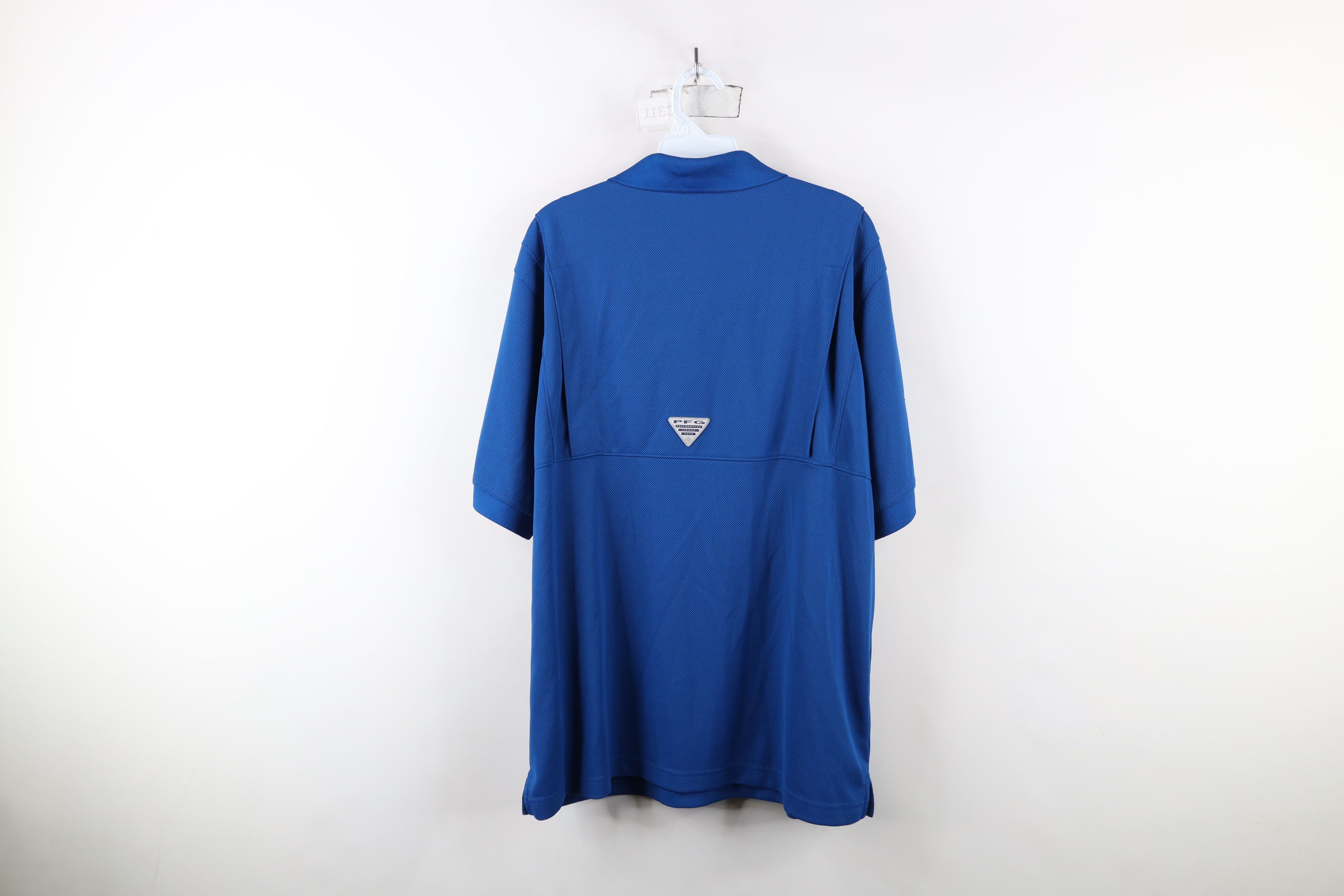 Columbia × Vintage Columbia PFG Performance Fishing Gear Knit Polo Shirt Blue Size US L / EU 52-54 / 3 - 12 Thumbnail