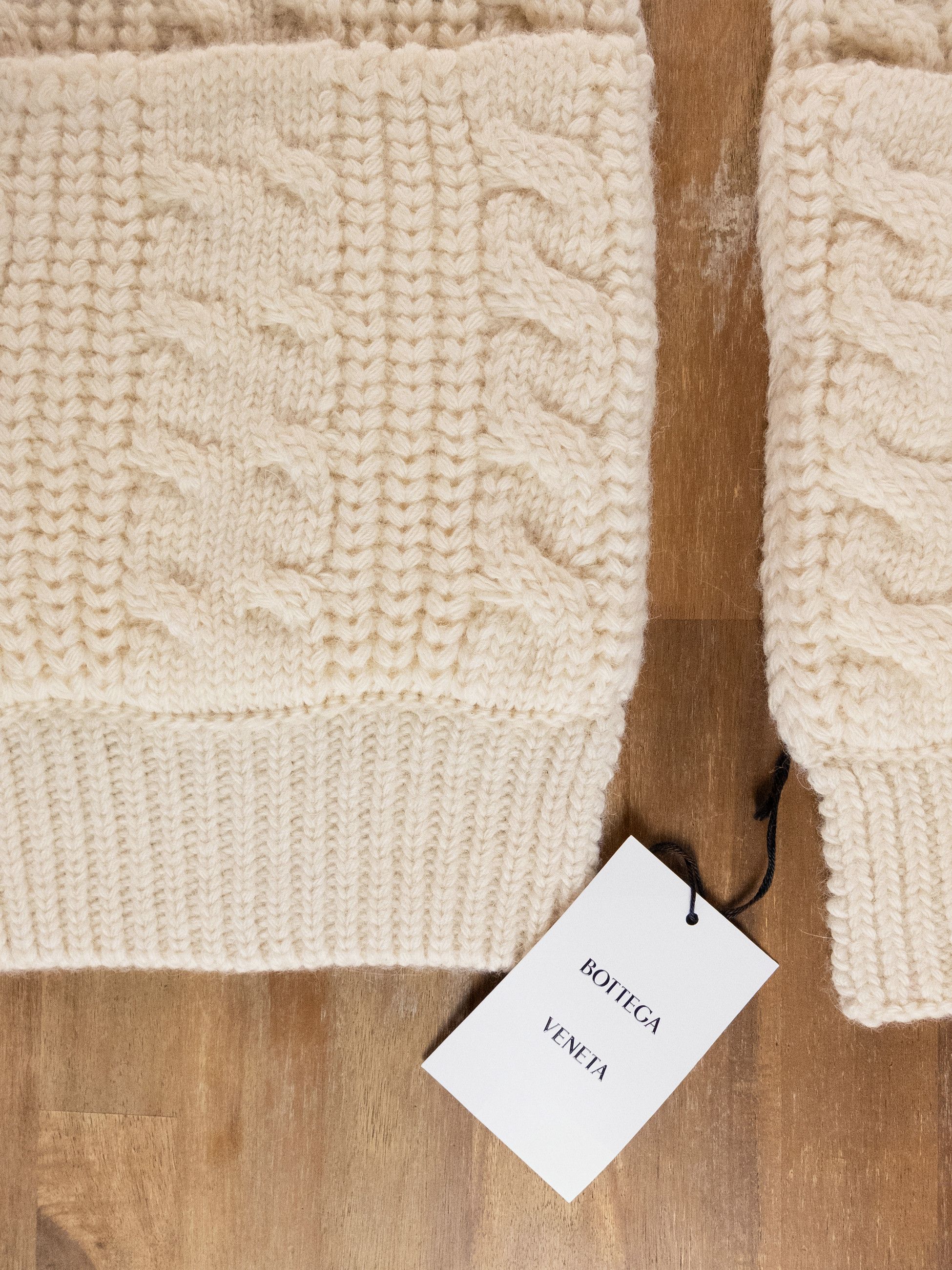 Bottega Veneta BOTTEGA VENETA bone white / ecru chunky wool scarf q Size ONE SIZE - 2 Thumbnail