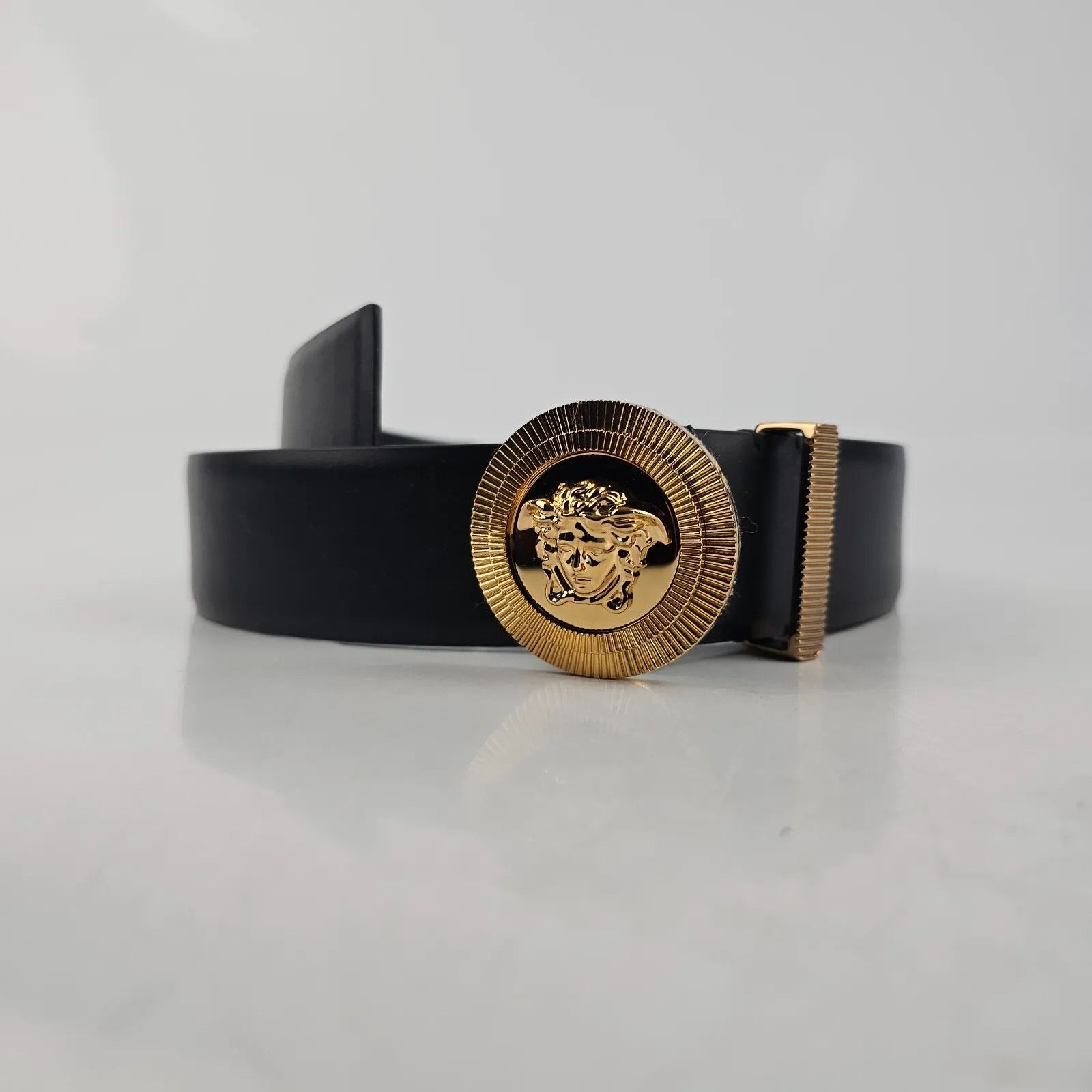 Versace Medusa Biggie Black/Gold 40mm Belt New 100cm