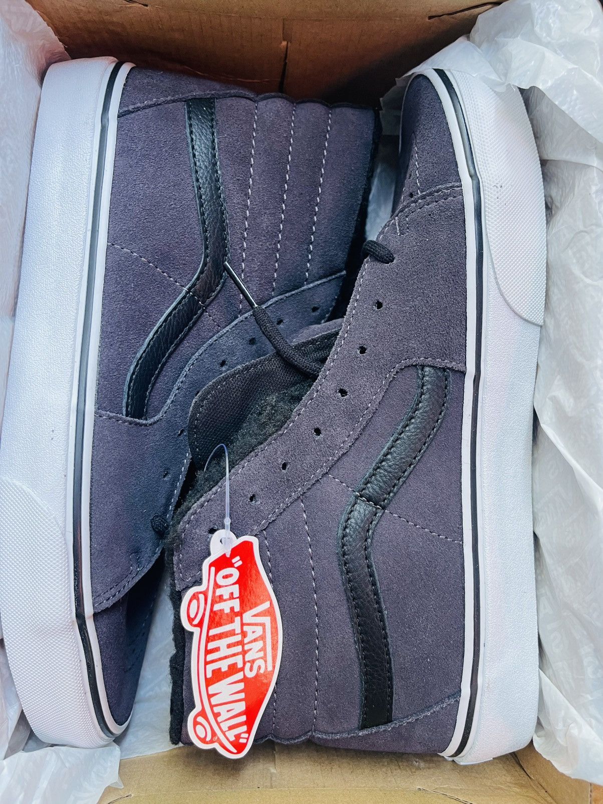 VANS Mens Shoes Suede Sherpa Sk8-Hi grey black UK10