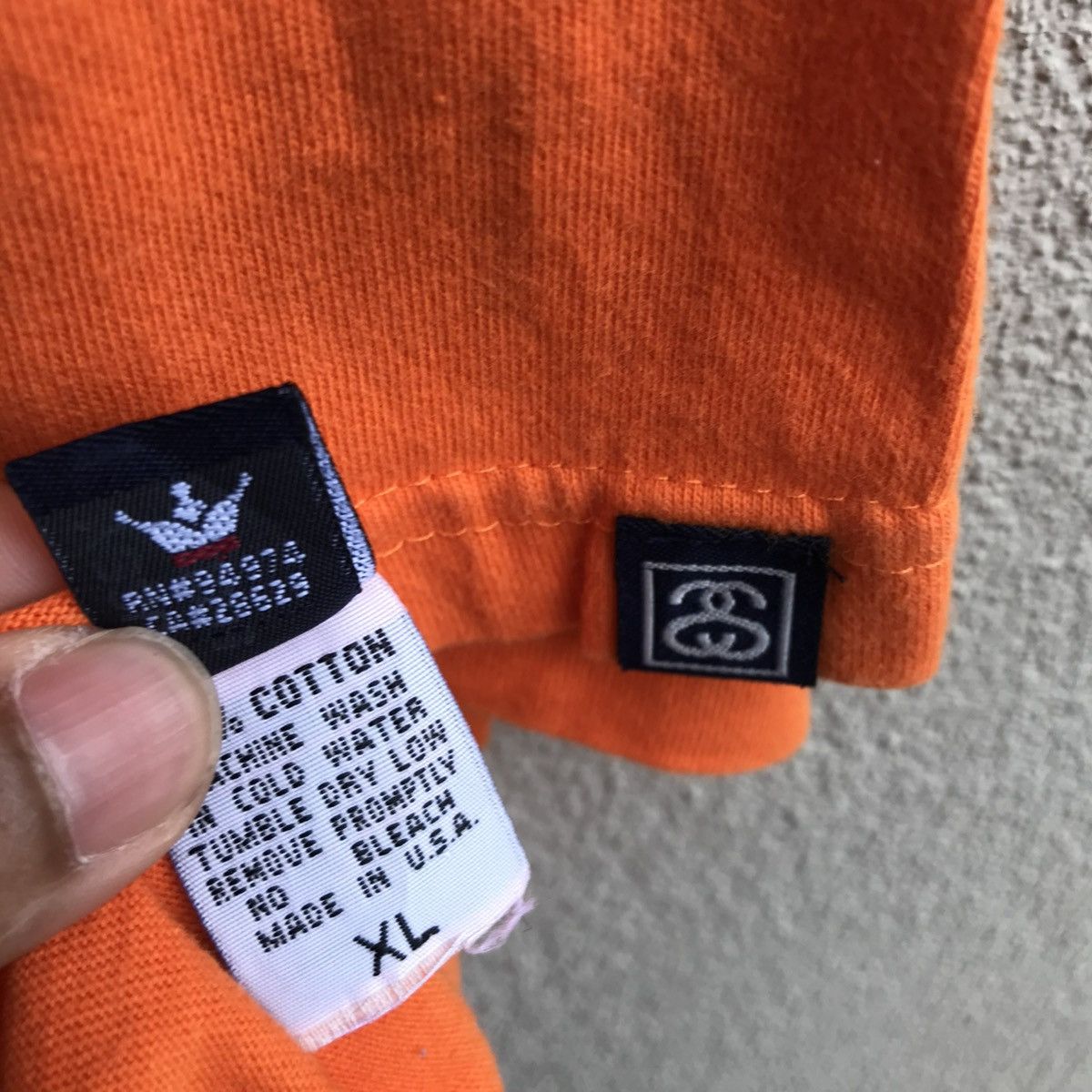 Stussy × Vintage Vintage 90s STUSSY usa tee orange plain Size US XL / EU 56 / 4 - 4 Thumbnail