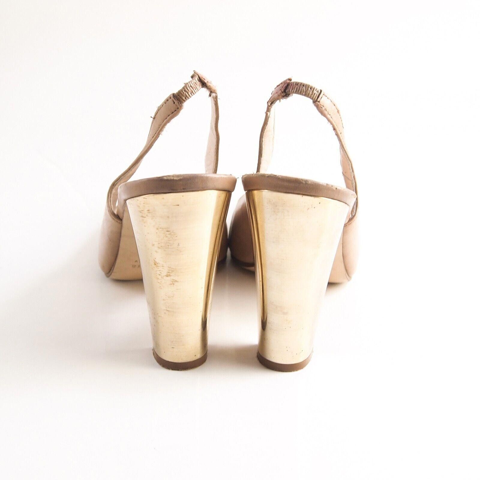 Designer Max Mara Slingback Heels Sandals Pink Gold US 9 EU 39 Size US 9 / IT 39 - 6 Thumbnail