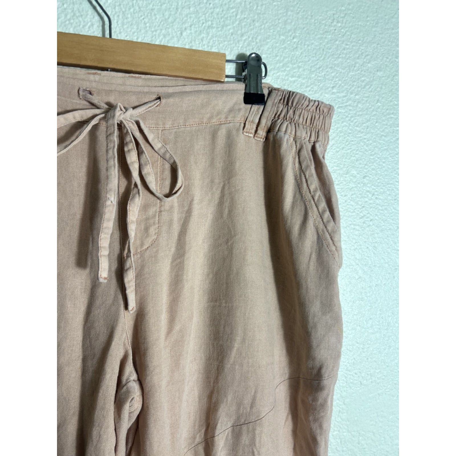 Pinko Sincerely Jules Womens Pants Drawstring Linen Rayon Pink Chino Large 36x28 Mens Womens Boys Girls? Size 36" / US 14 / IT 50 - 5 Thumbnail
