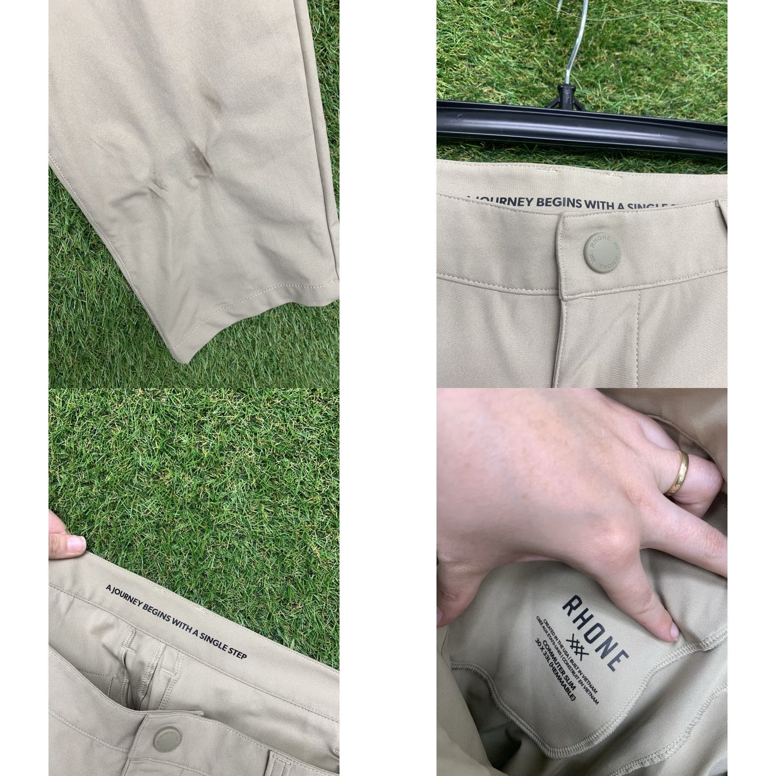 Rhone Rhone Mens Commuter Pant Regular Slim Straight Leg Beige 30x28 Pants Chino 5-Pocket Belt Loops Zip Front Flat Front Polyester Classic Style No. 100036 Size US 30 / EU 46 - 8 Thumbnail