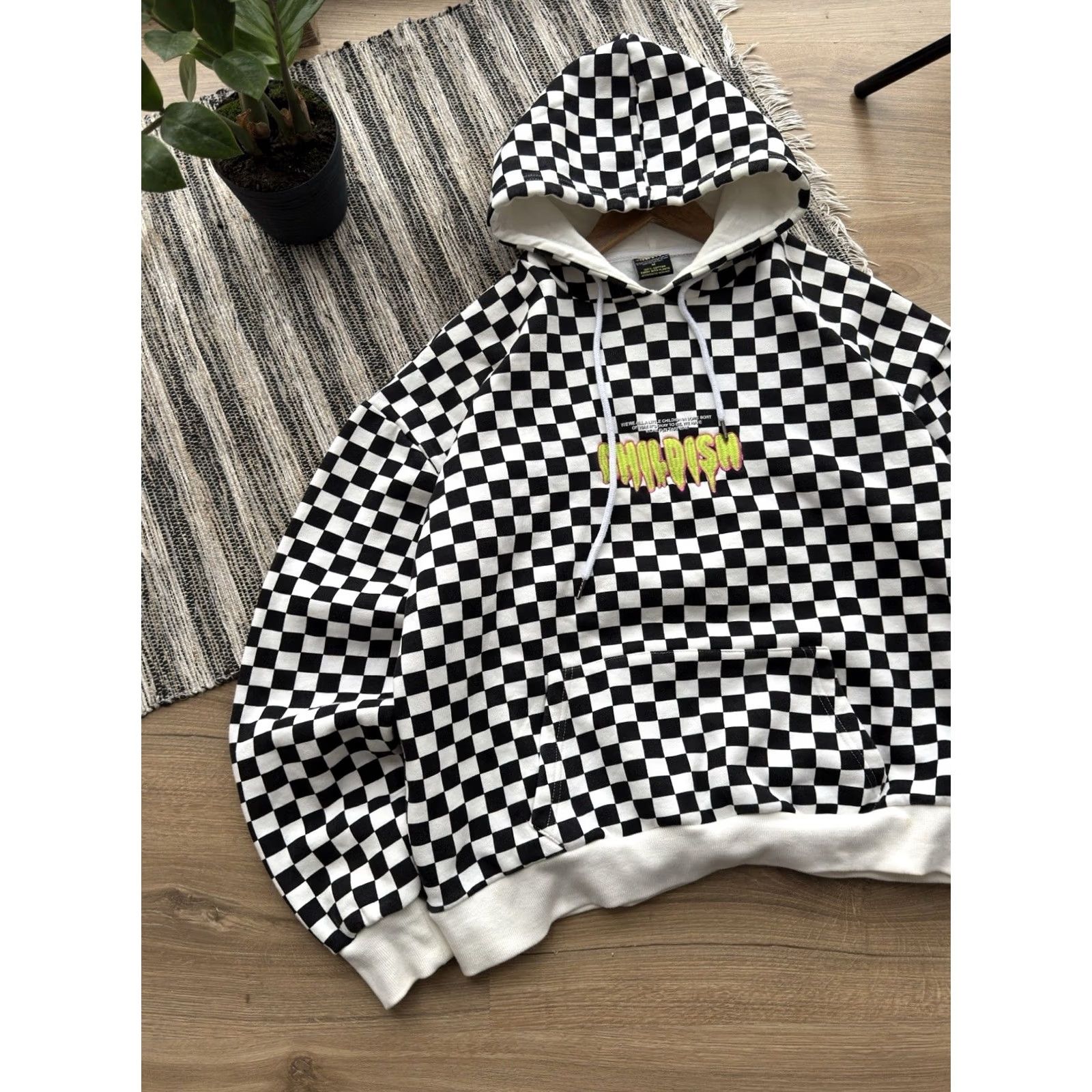 Vintage VINTAGE Childish Hoodie CHECK White M Men Size US M / EU 48-50 / 2 - 4 Thumbnail