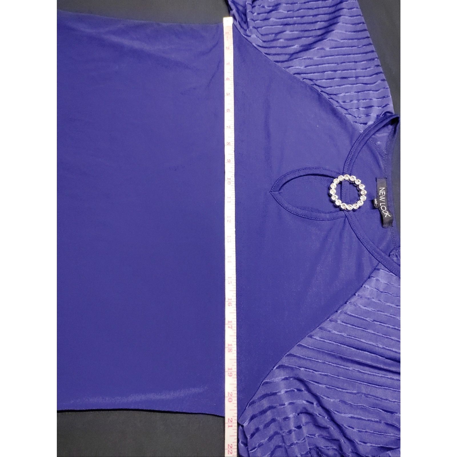 New Look New Look Purple Short Sleeve with Keyhole Decorative Ring Size L / US 10 / IT 46 - 4 Thumbnail