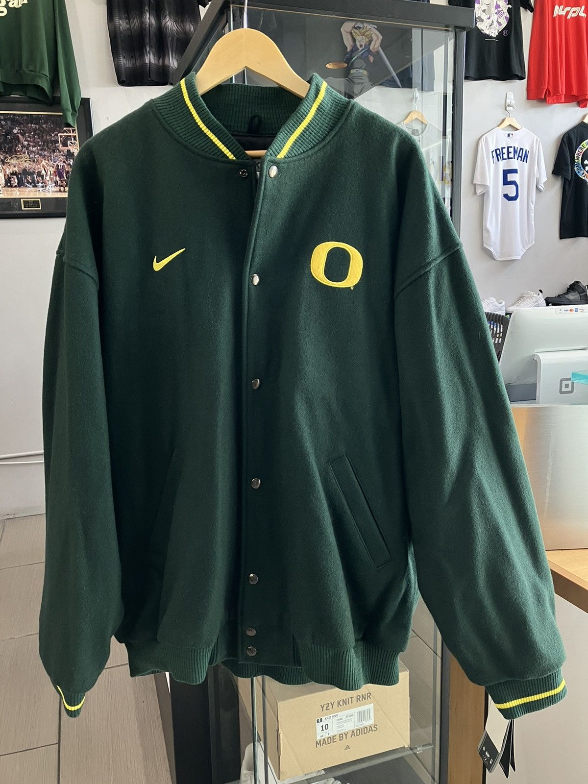 image of Y2K Nike Oregon Ducks Wool Varsity Jacket 2Xl New in Green, Men's