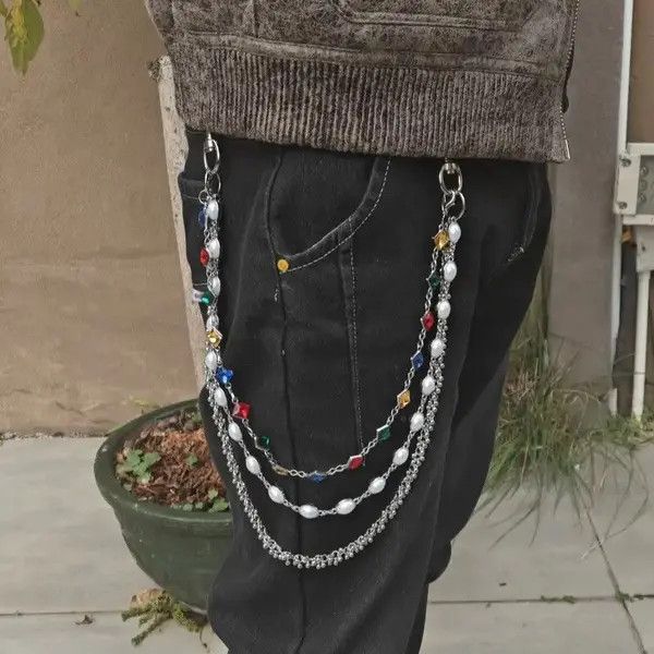 VIBE Delicate Color Rhinestone 3 Layers Pearl Pants Chain Size ONE SIZE - 1 Thumbnail