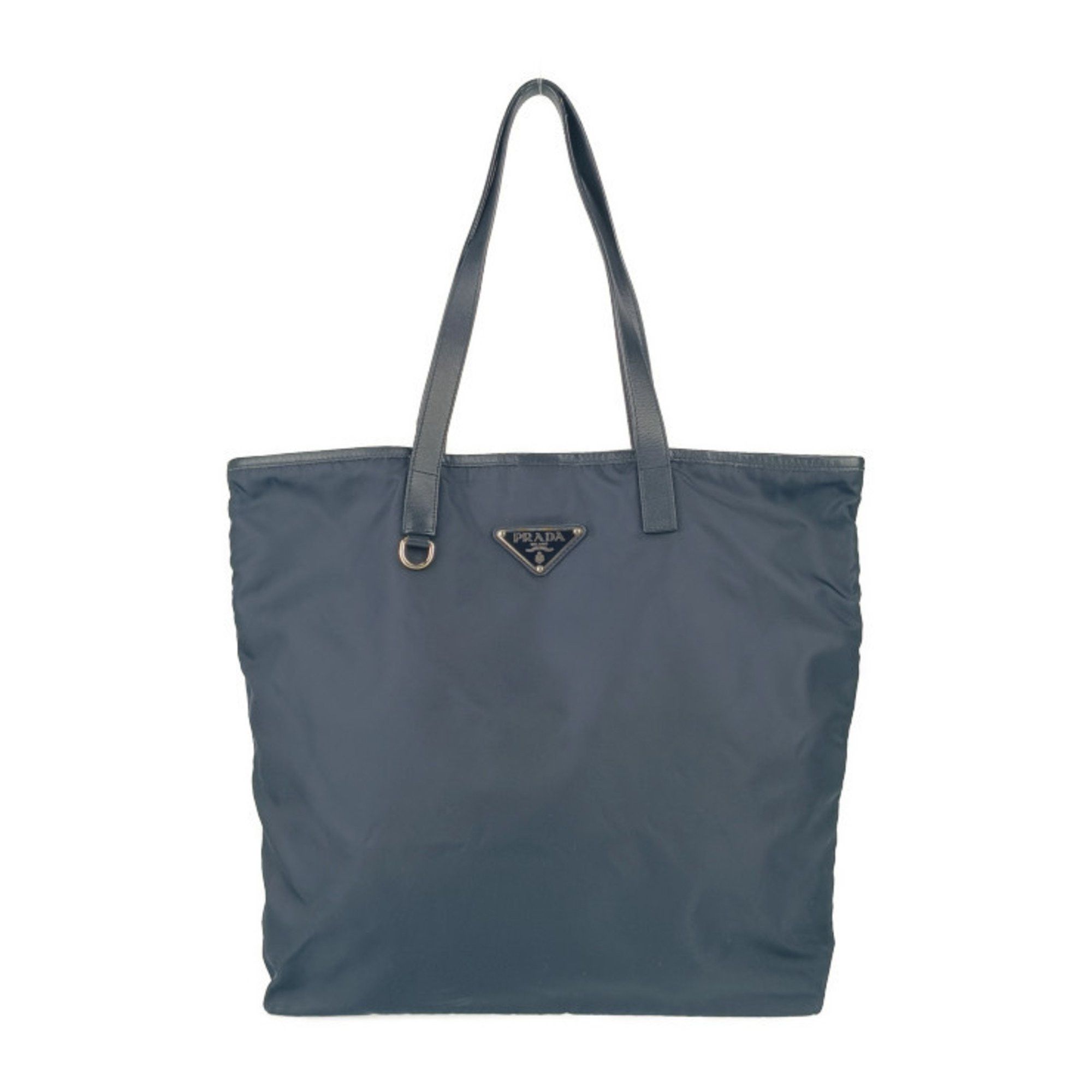 Prada Bag Br4371 Navy Nylon Leather Men's Women's Shoulder Triangle Plate in Blue