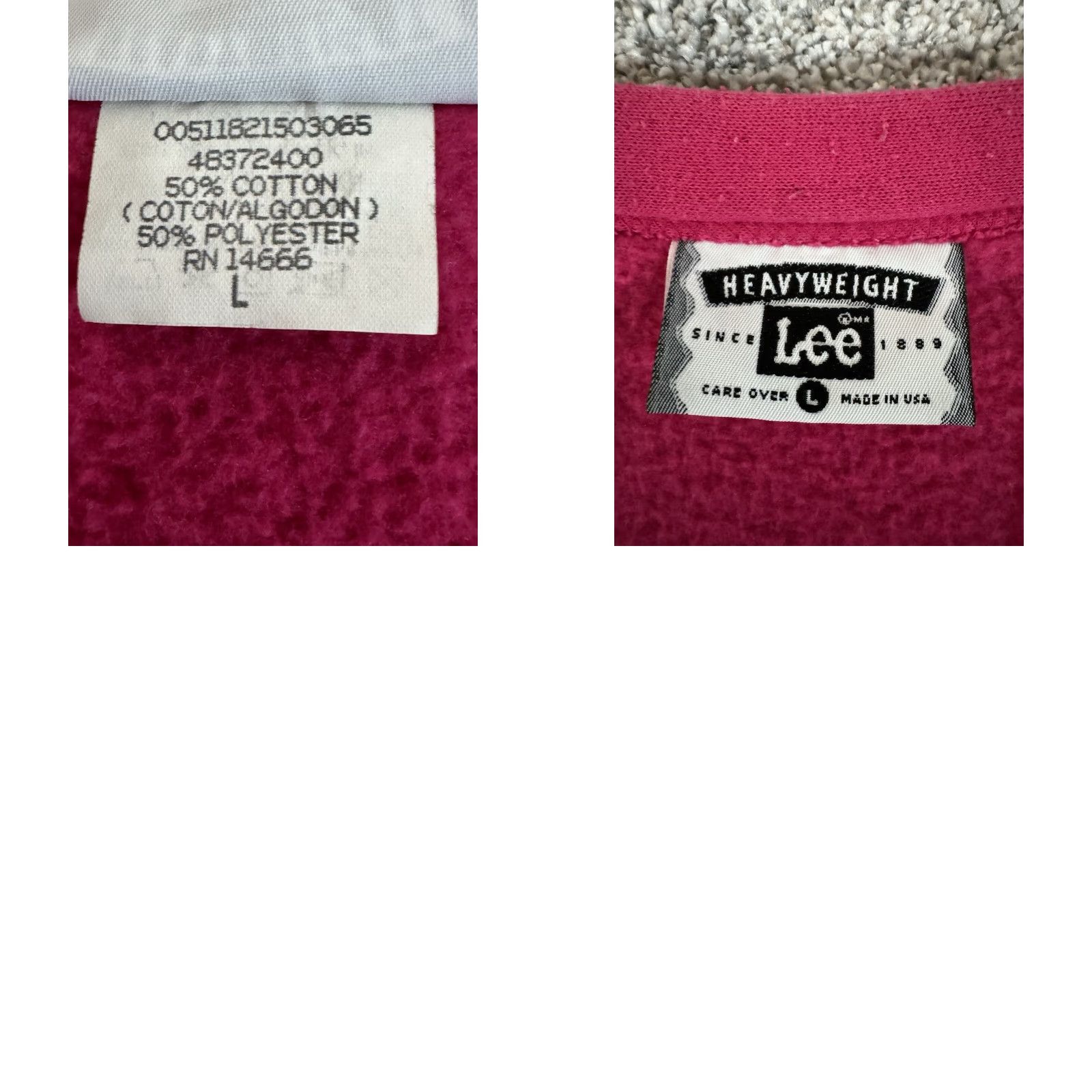 Lee VINTAGE Lee Cardigan Sweatshirt Womens L Heavyweight Barbiecore Hot Pink 80s 90s Pink Womens L Lee Cardigan Sweatshirt Size L / US 10 / IT 46 - 8 Thumbnail
