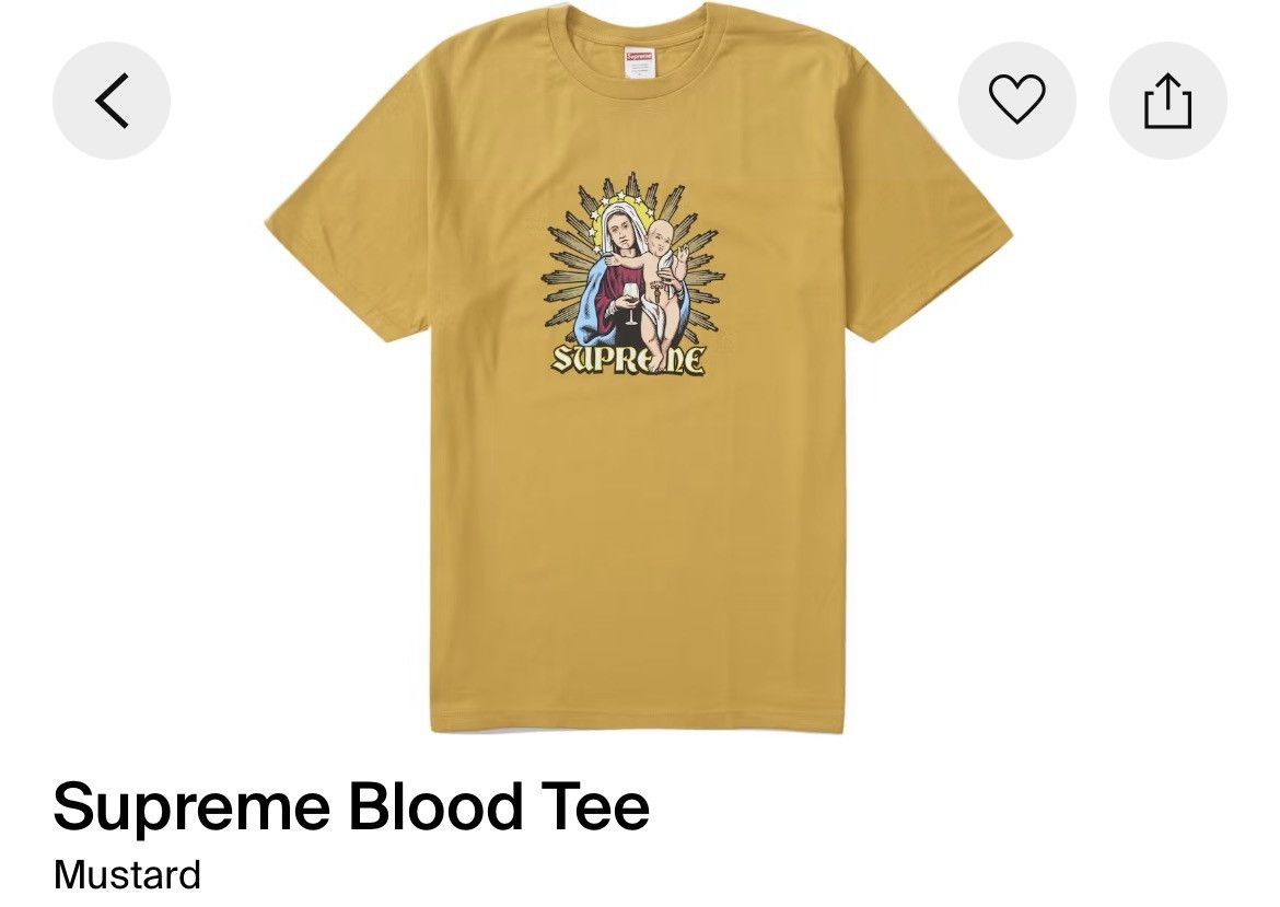 Supreme NIB Supreme Blood Tee - MUSTARD 2XL Size US XXL / EU 58 / 5 - 1 Thumbnail