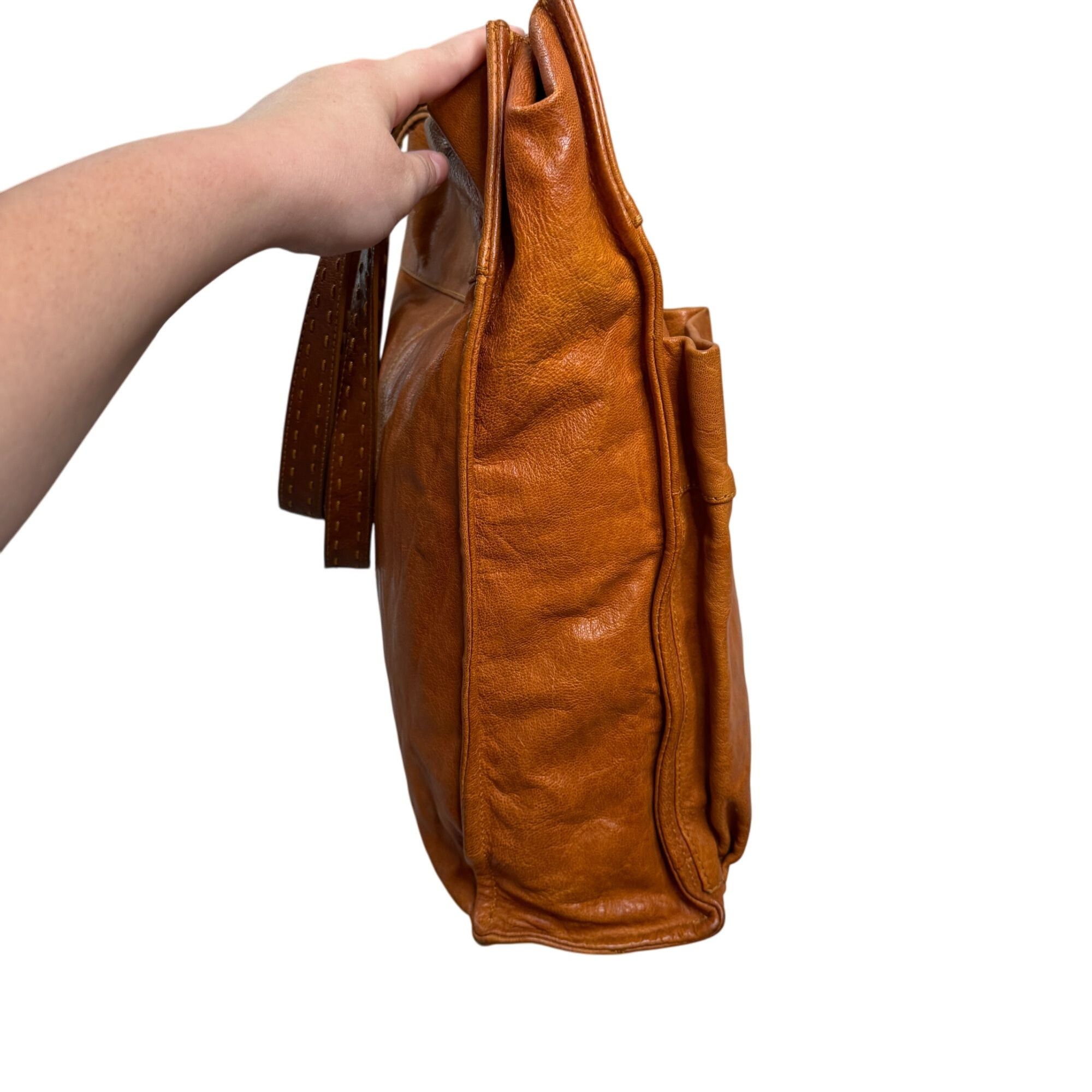 Bcbgmaxazria RETRO 70's BCBG Maxazria Leather HIPPIE Tote BOHO Bag Purse Size ONE SIZE - 12 Thumbnail