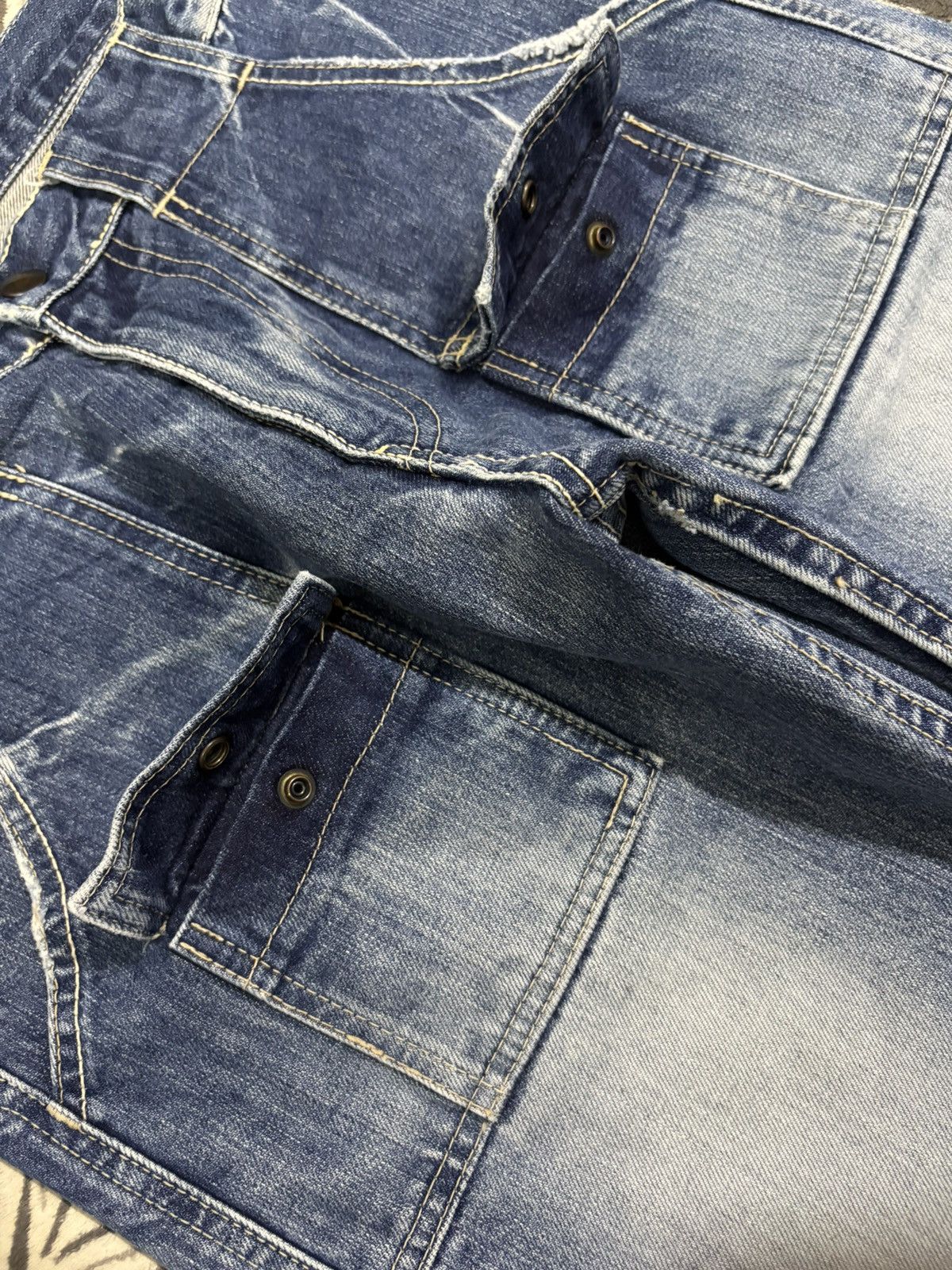 Japanese Brand Vintage 90s Eternal Union Made Cracked Wash Bush Denim Pants Size US 31 - 4 Thumbnail