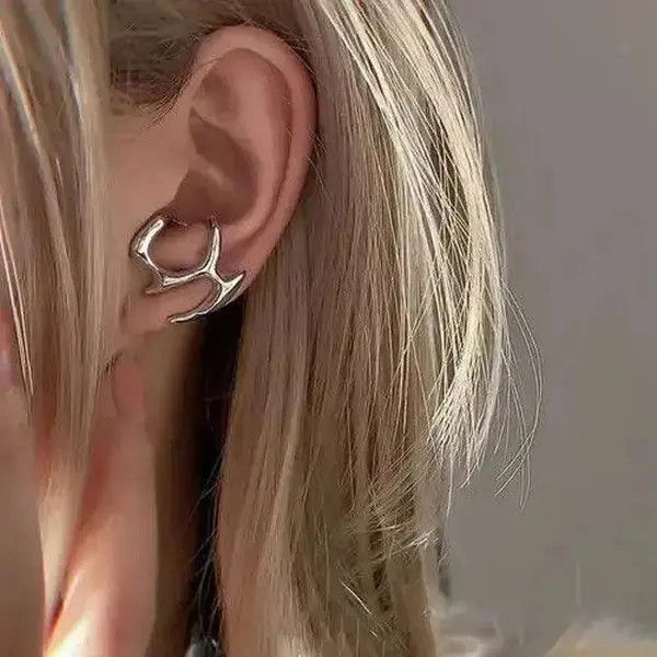 Jewelry Irregular Liquid Metal Hollow Earrings Size ONE SIZE - 8 Thumbnail