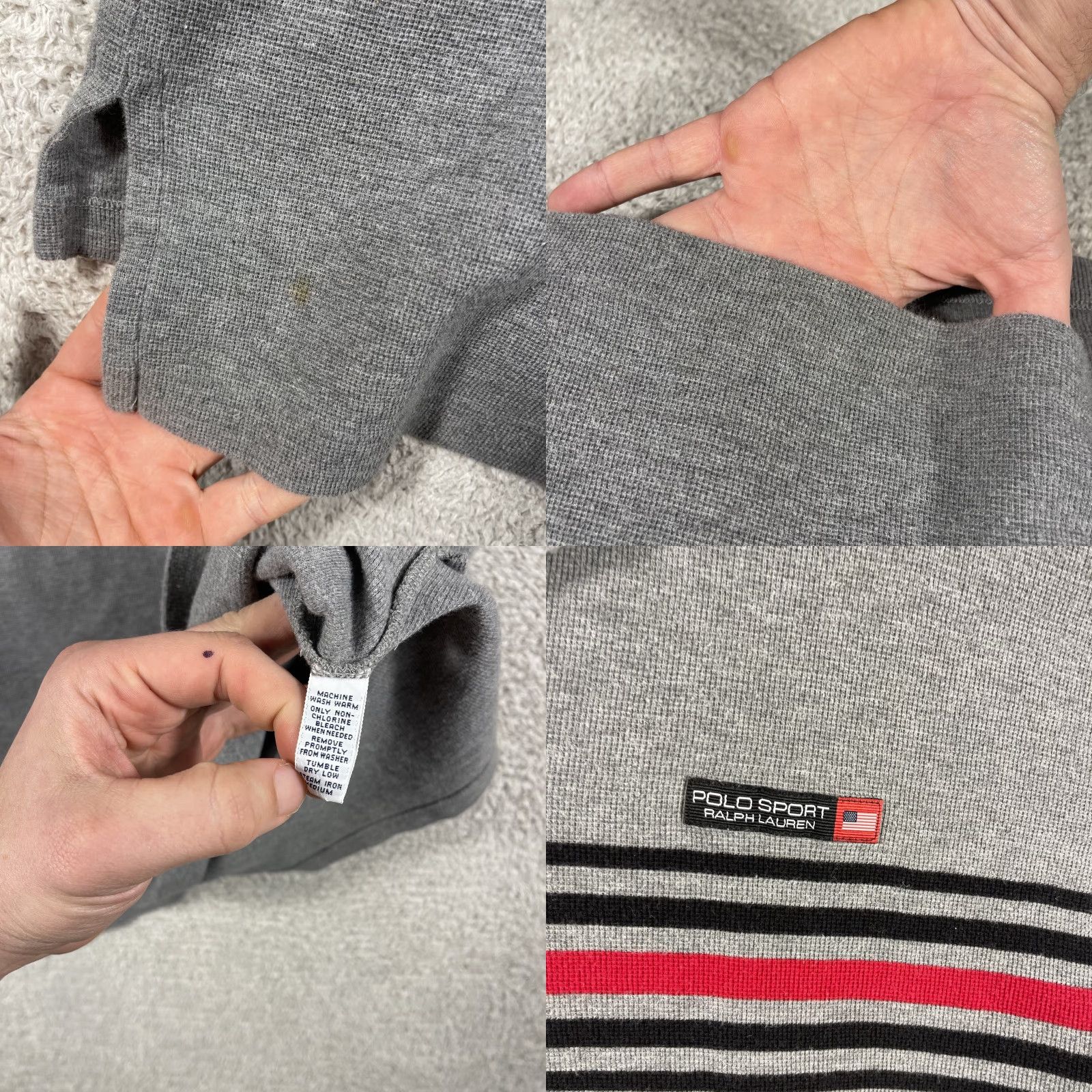 Vintage VINTAGE Polo Sport Knit Polo Shirt Mens XL Gray Striped 90s Y2K Ralph Lauren Polo Shirt Size US XL / EU 56 / 4 - 8 Thumbnail