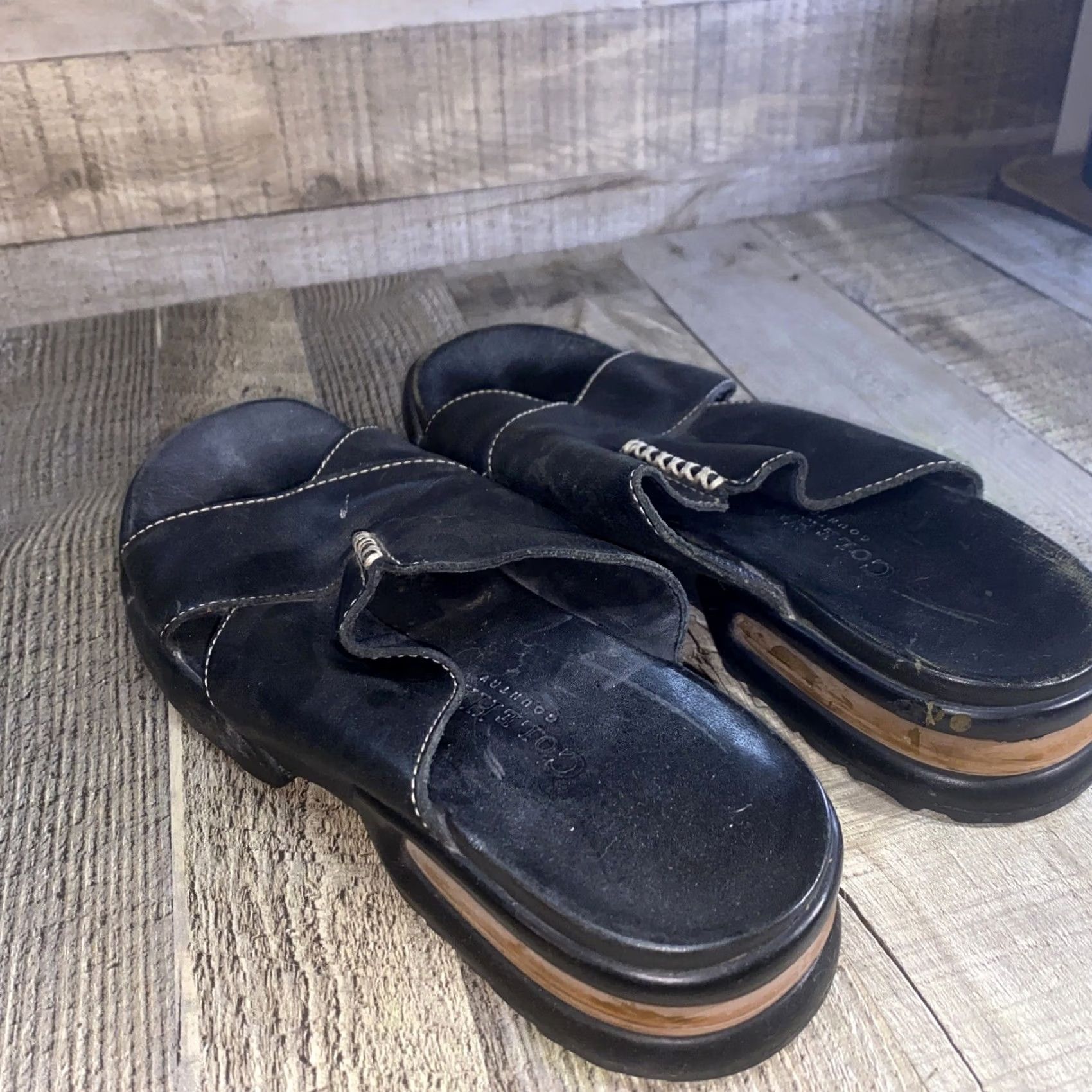 Cole Haan Women’s Cole Haan Slip On Flat Black Leather 8.5/8.5 Women’s Bullhide Leather Seude Size 8. Size US 9 / IT 39 - 3 Thumbnail