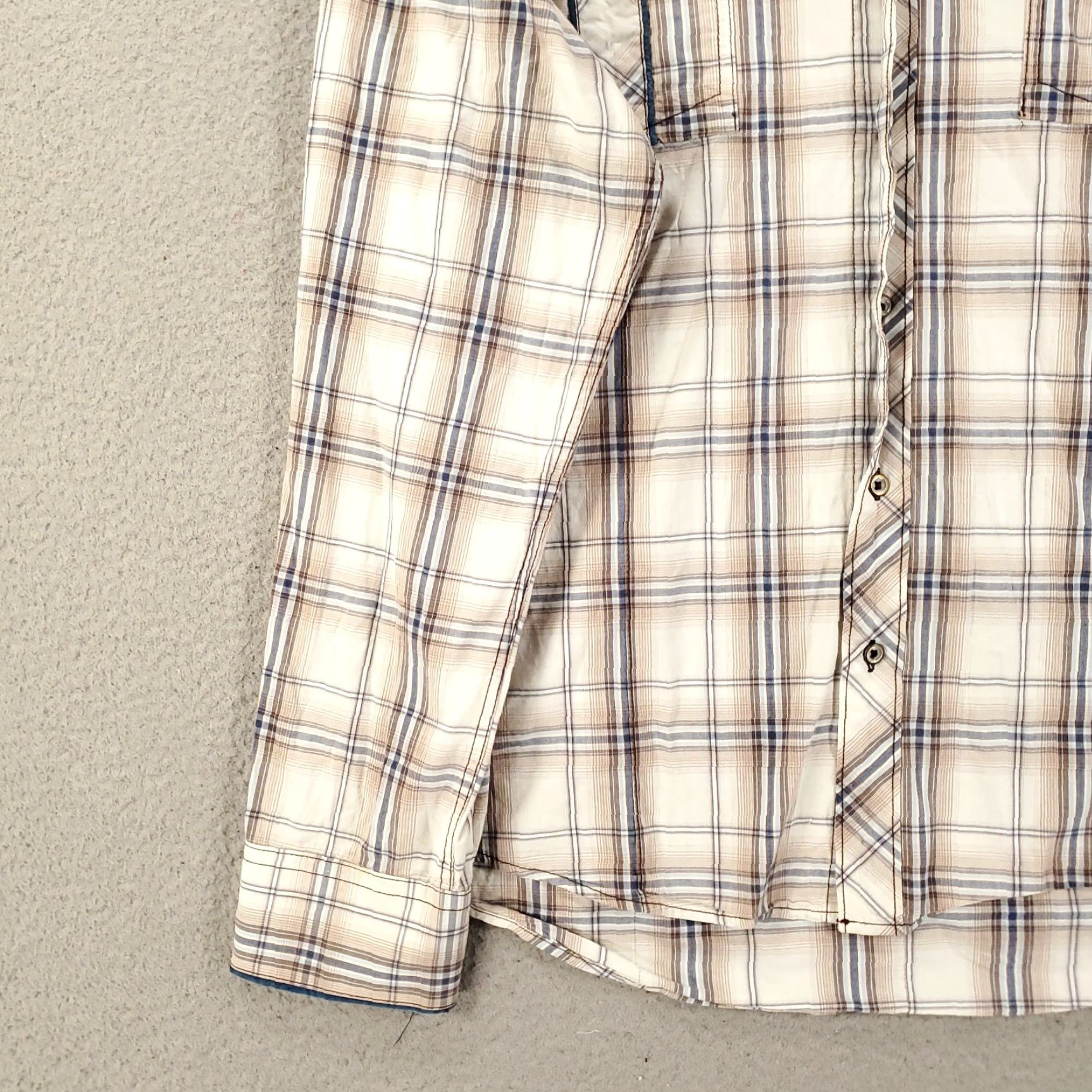 Vintage 7 Diamonds Shirt Mens XL Blue White Brown Plaid Button Up Long Sleeve Cotton Size US XL / EU 56 / 4 - 3 Thumbnail