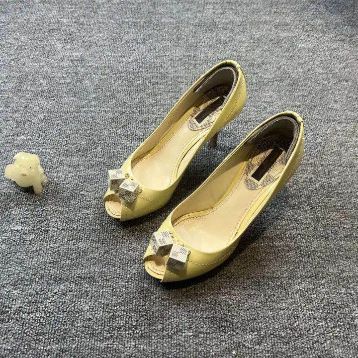 Louis Vuitton Louis Vuitton Yellow Heeled Peep-Toe Shoes 0079 Size US 4 / IT 34 - 1 Thumbnail
