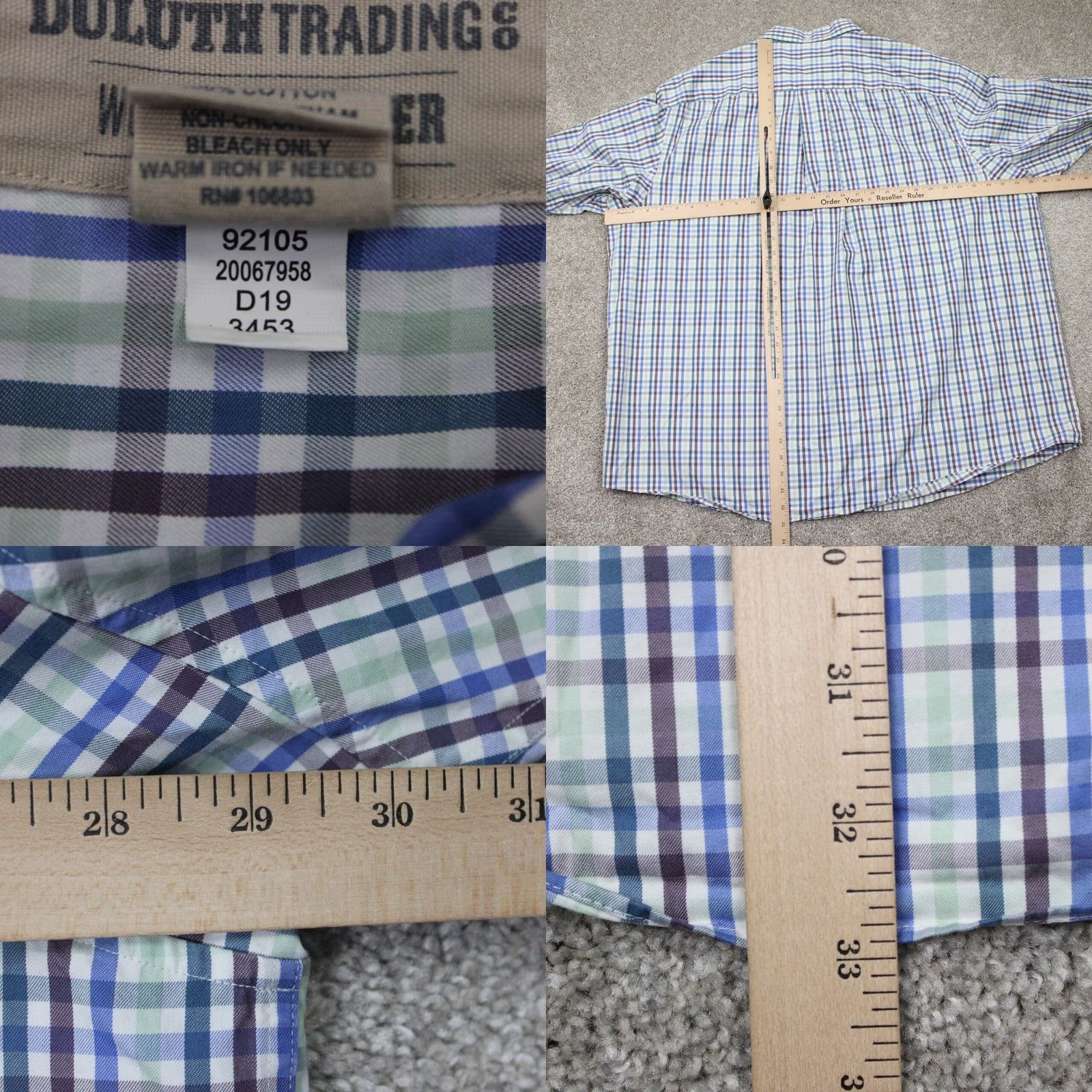 Vintage Duluth Shirt Adult 3XL Blues/White/Green Relaxed Fit L/S Button-Up Check Cotton Duluth Trading Co Mens 3XL XXXL Size US XXL / EU 58 / 5 - 8 Thumbnail