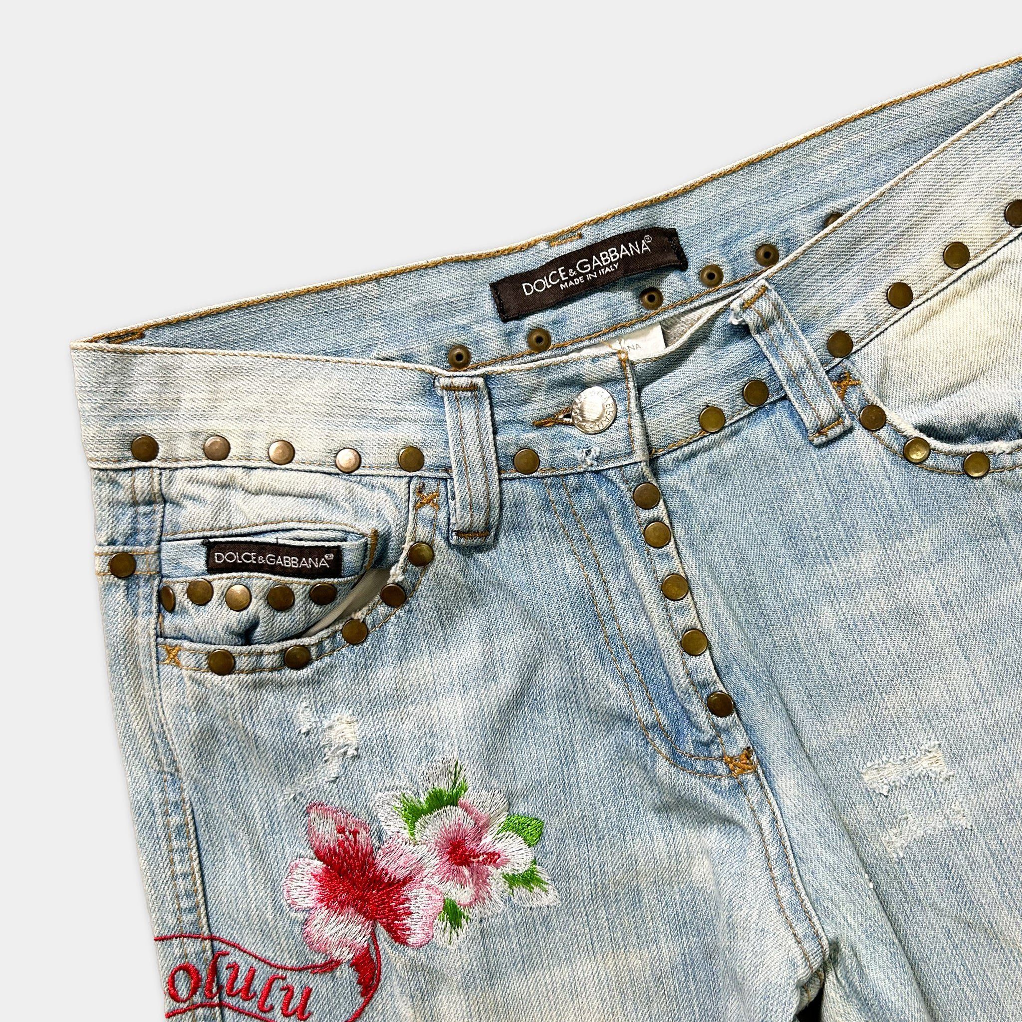 Dolce & Gabbana Dolce & Gabbana SS06 Honolulu Embroidered Denim Jeans Size US 30 / EU 46 - 3 Thumbnail