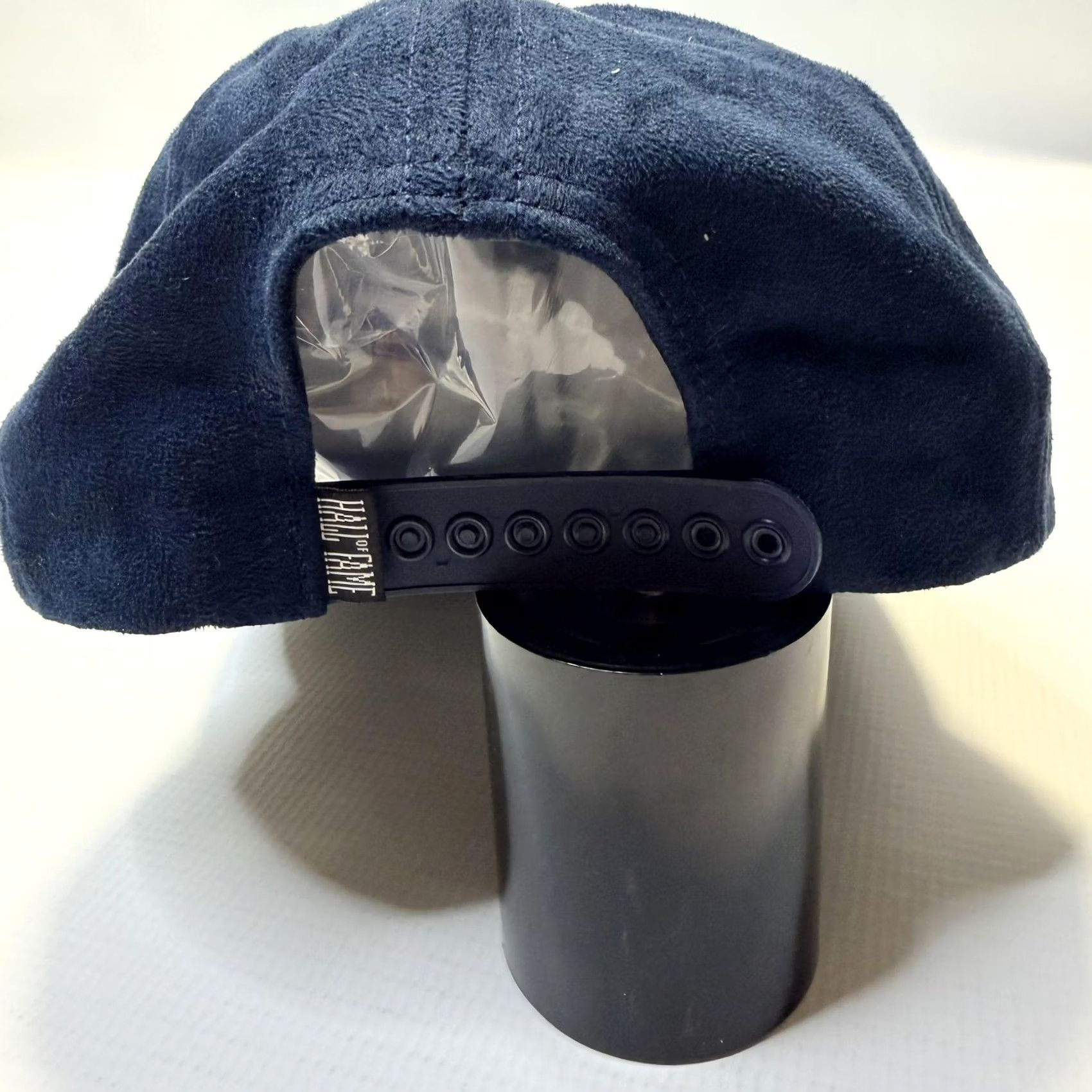 Vintage Hall Of Fame Hat Cap Snap Back Mens Navy Gray Suede FAME Embroidered 2nd Sucks Adjustable Snapback Structured Six-Panel Navy Blue Gray Suede Bill Size ONE SIZE - 6 Thumbnail