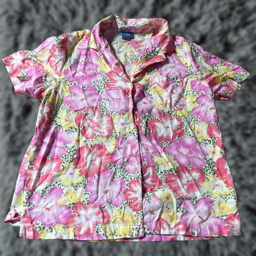 ALOHAS VINTAGE 90s Y2K Hawaiian Shirt Leopard Print Womens Large Aloha Pocket Pink Shirt Size L / US 10 / IT 46 - 1 Thumbnail