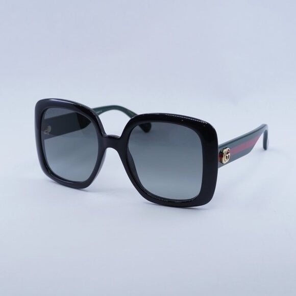 Gucci New Gucci GG0713S 006 Sunglasses - Black/Green Frame, Grey Size ONE SIZE - 1 Thumbnail