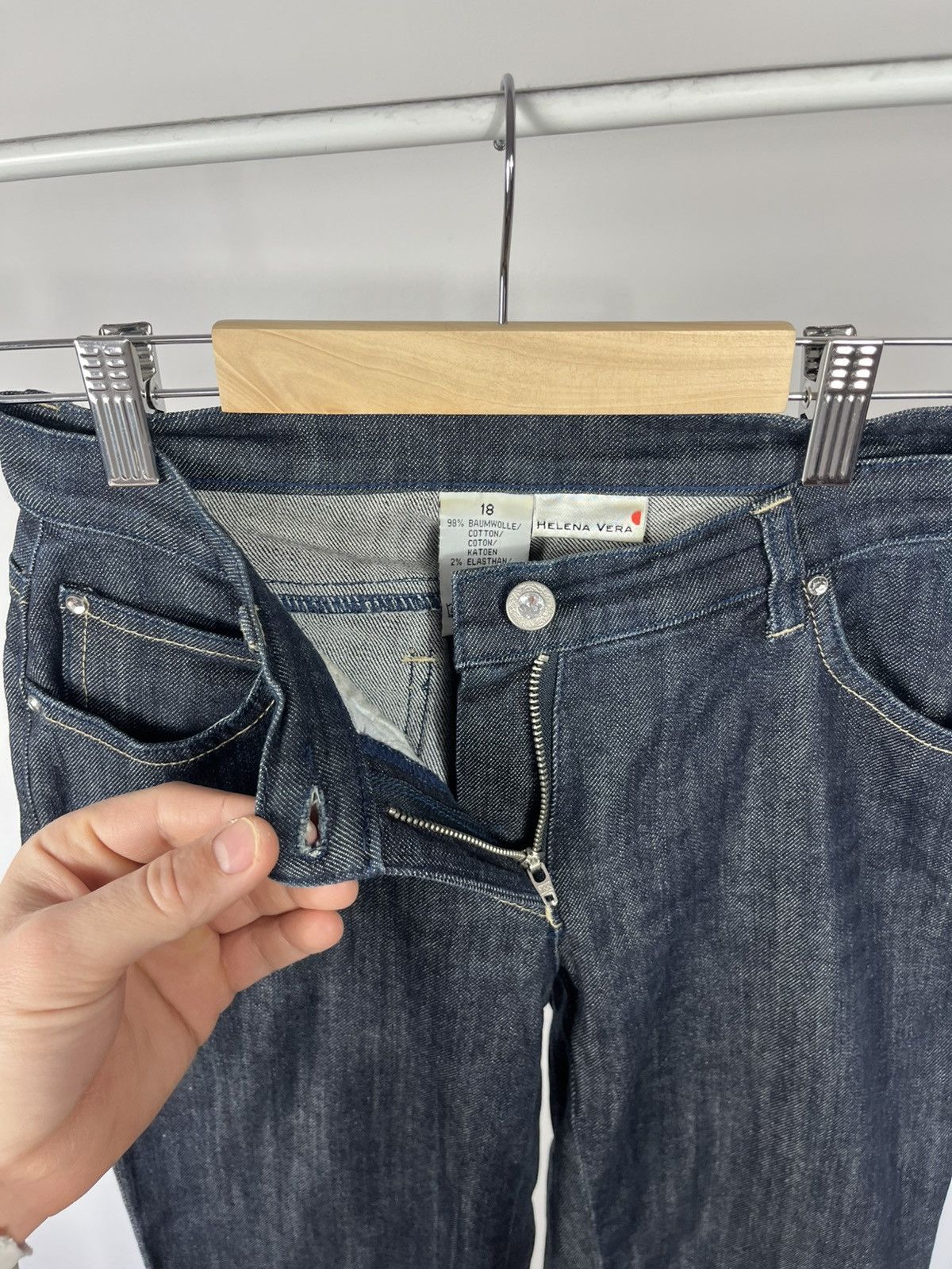 Other Y2K Studded Dark Wash Denim Jeans Rhinestone Back Pockets Size 27" / US 4 / IT 40 - 16 Thumbnail