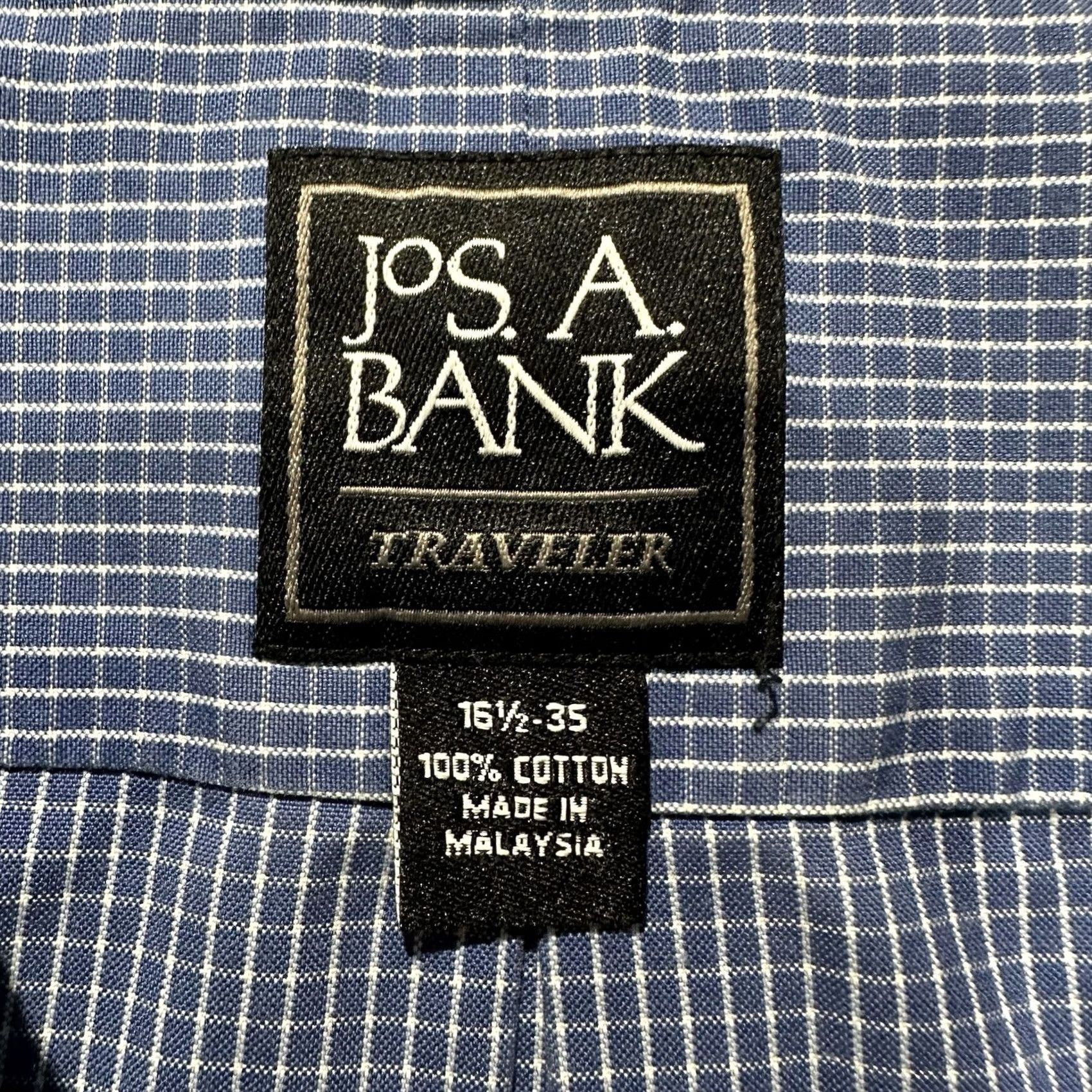 Jos. A. Bank Jos A Bank Traveler Shirt Men 15 1/2-35 Blue Graph Check Button Down Long Sleeve Size US L / EU 52-54 / 3 - 5 Thumbnail