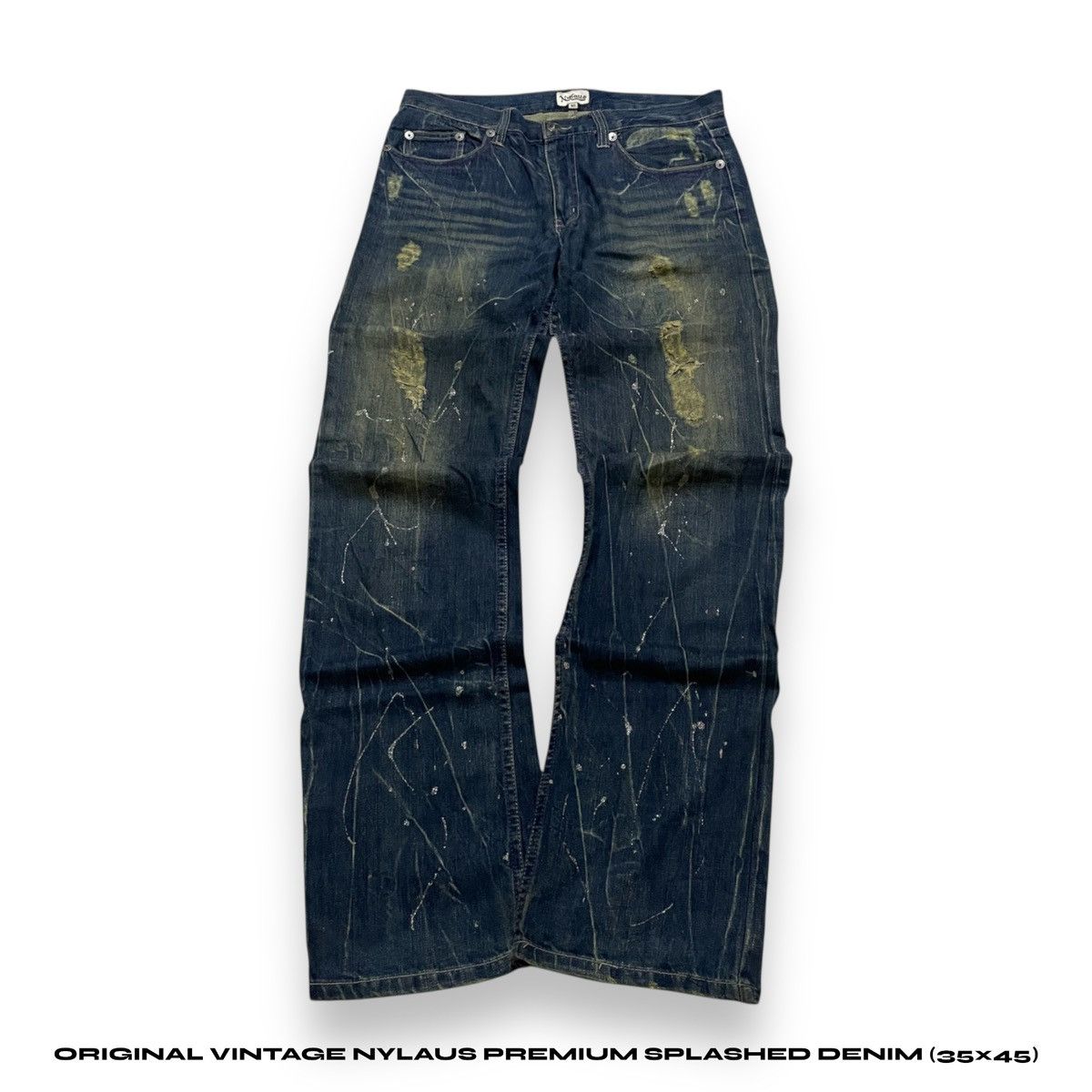 If Six Was Nine ORIGINAL VINTAGE NYLAUS PREMIUM SPLASHED DENIM (35×45) Size US 35 - 1 Thumbnail