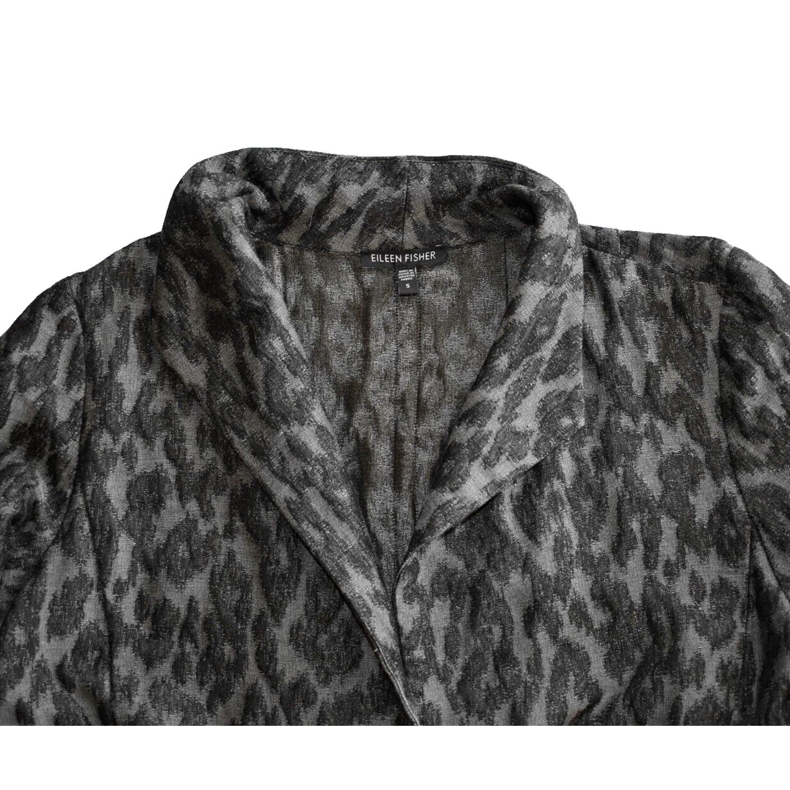 Eileen Fisher EILEEN FISHER Black & Grey Cotton/Silk Duster Jacket Size S Size S / US 4 / IT 40 - 4 Thumbnail