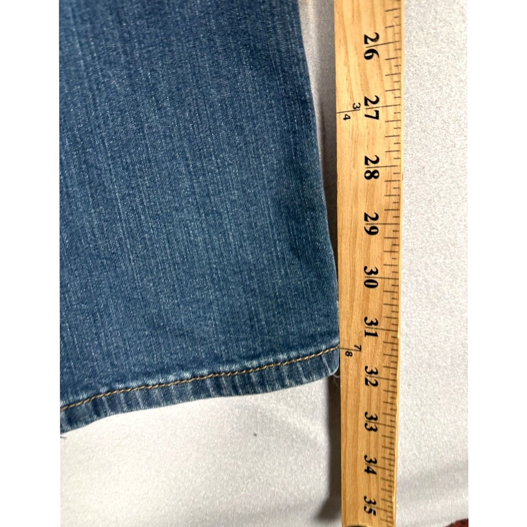 Levi's Levis 513 Slim Straight Jeans Mens 33x32 Medium Wash Blue Raw Hem Split Hem Distressed Pocket Five-Pocket Slip Zip Button Size US 33 - 7 Thumbnail