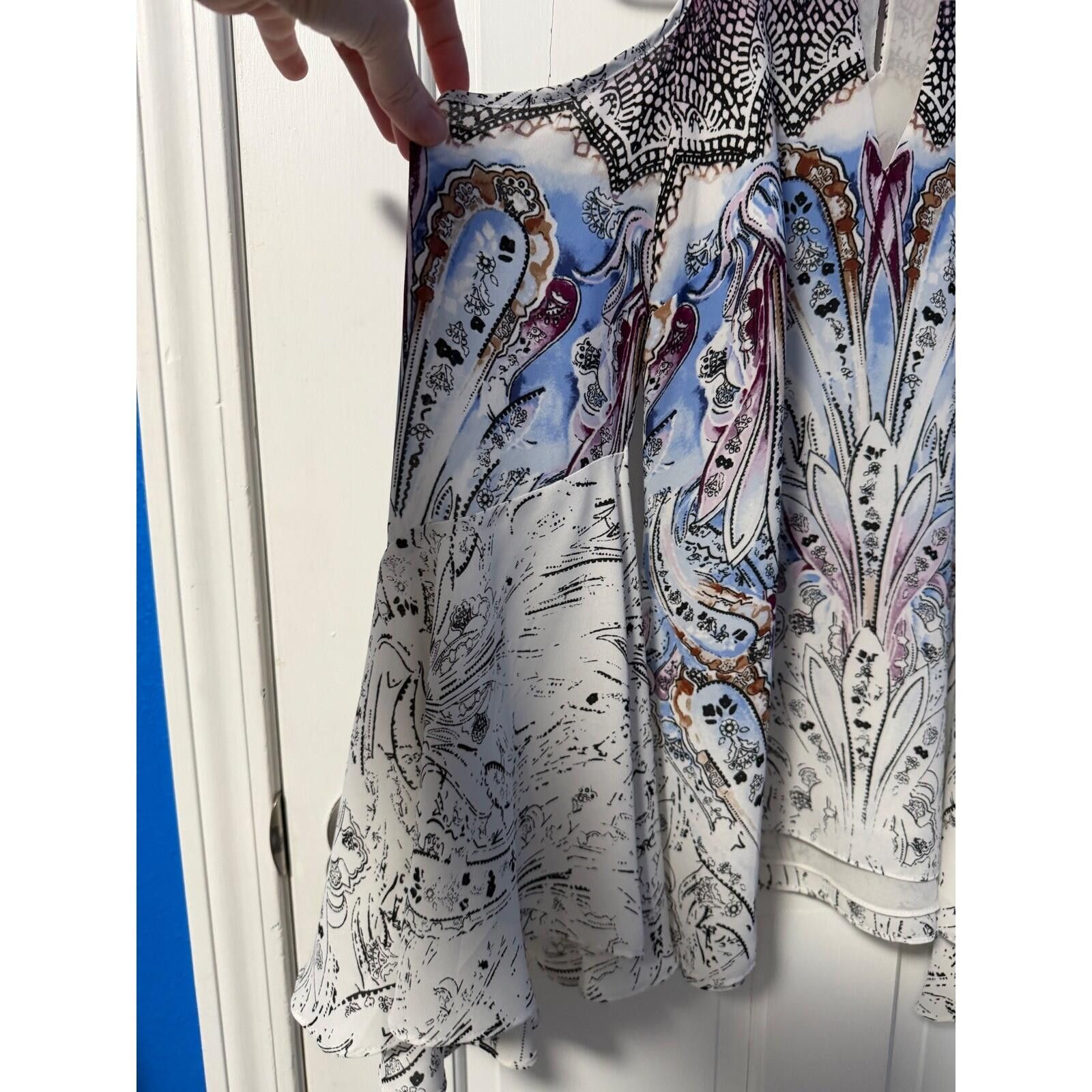 Other White House Black Market Cold Shoulder Top 4P Blue Paisley Size S / US 4 / IT 40 - 5 Thumbnail
