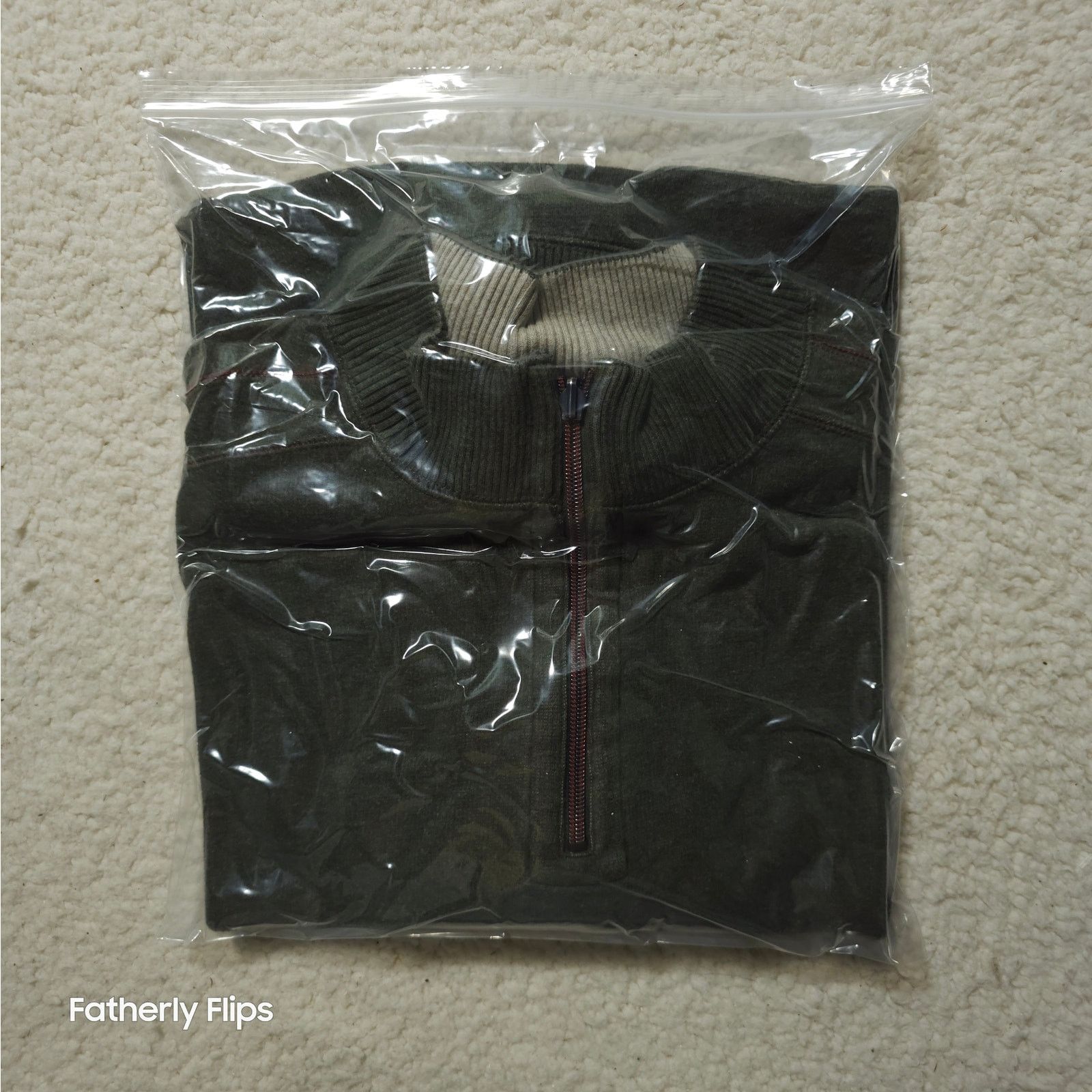 Tommy Bahama Tommy Bahama XL Ribbed Quarter Zip Olive Green Sweater Size US XL / EU 56 / 4 - 13 Thumbnail