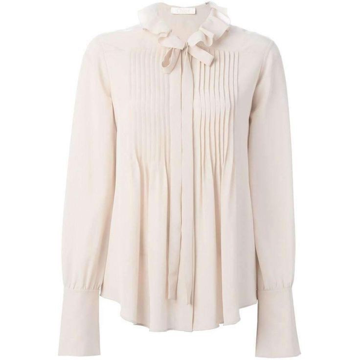 image of Chloe Pale Pink Silk Chloé Ruffled Blouse, Women's (Size Medium)