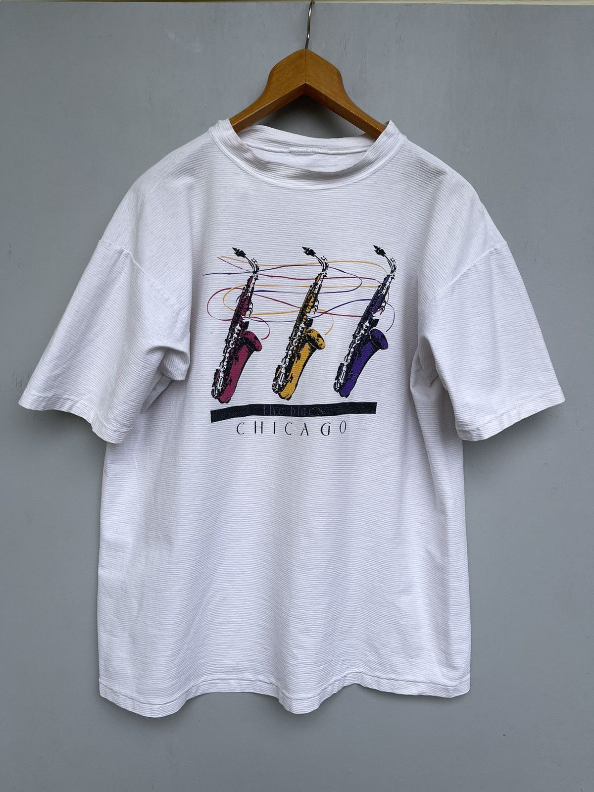 Band Tees The BLUES Chicago Saxofone Jazz Band Vintage T-shirt Size US XL / EU 56 / 4 - 1 Thumbnail