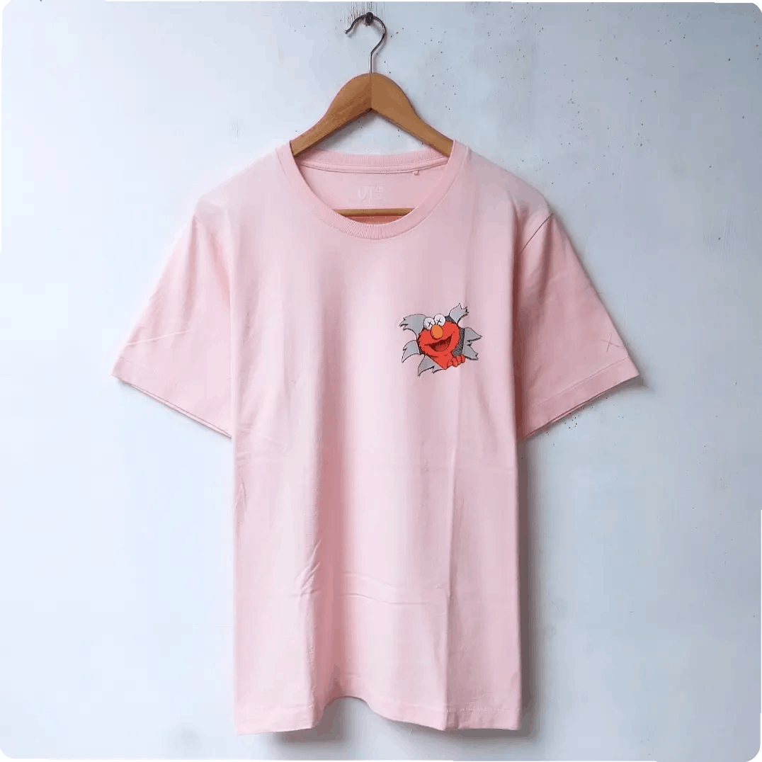 image of Sesame Street X Kaws Tshirt in Soft Pink, Men's (Size XS)