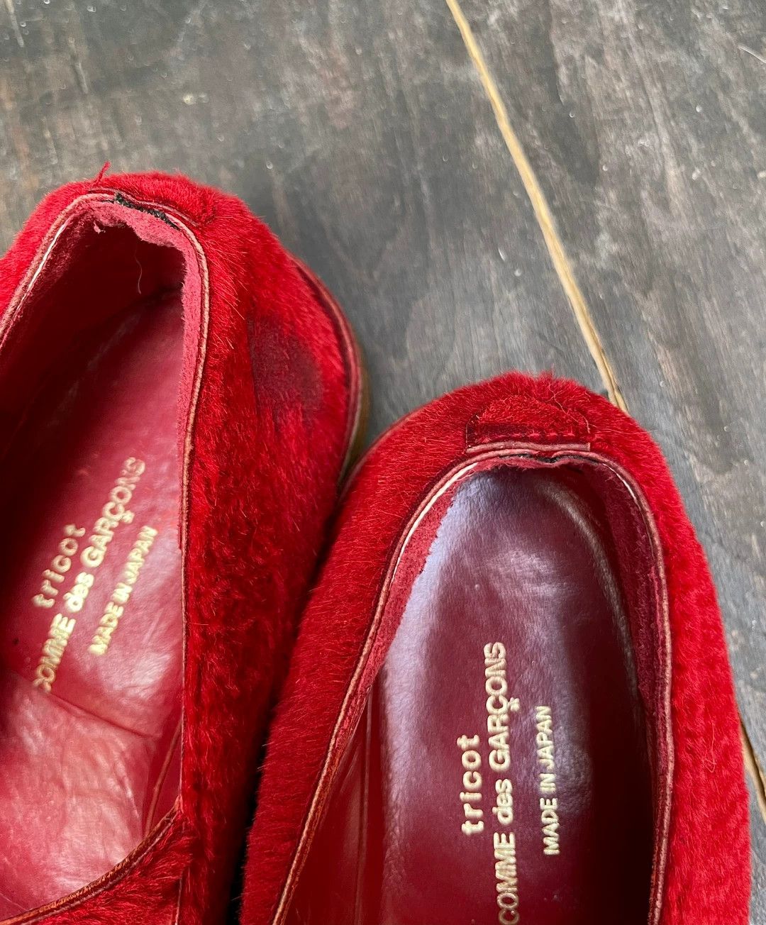CDG by Comme des Garcons CDG tricot 1990s red flocked buckle shoes 36-36.5 Size US 6 / IT 36 - 7 Thumbnail