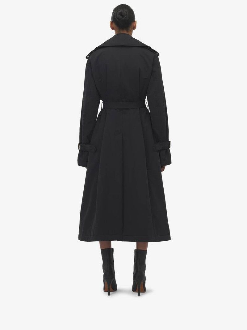 Alexander McQueen o1srvl11e0326 Double-Breasted Trench Coat in Black Size XL / US 12-14 / IT 48-50 - 4 Thumbnail