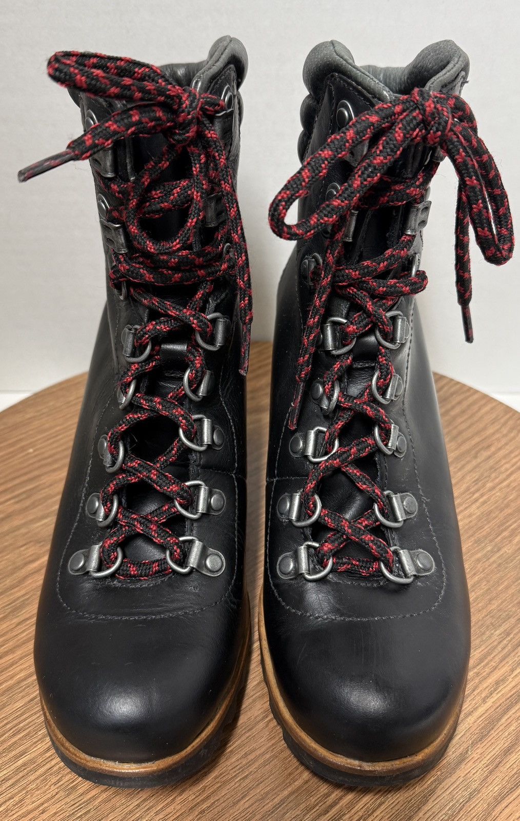 SOREL Sorel Women Black Leather Conquest Wedge Lace Ankle Booties Size US 7.5 / IT 37.5 - 1 Thumbnail