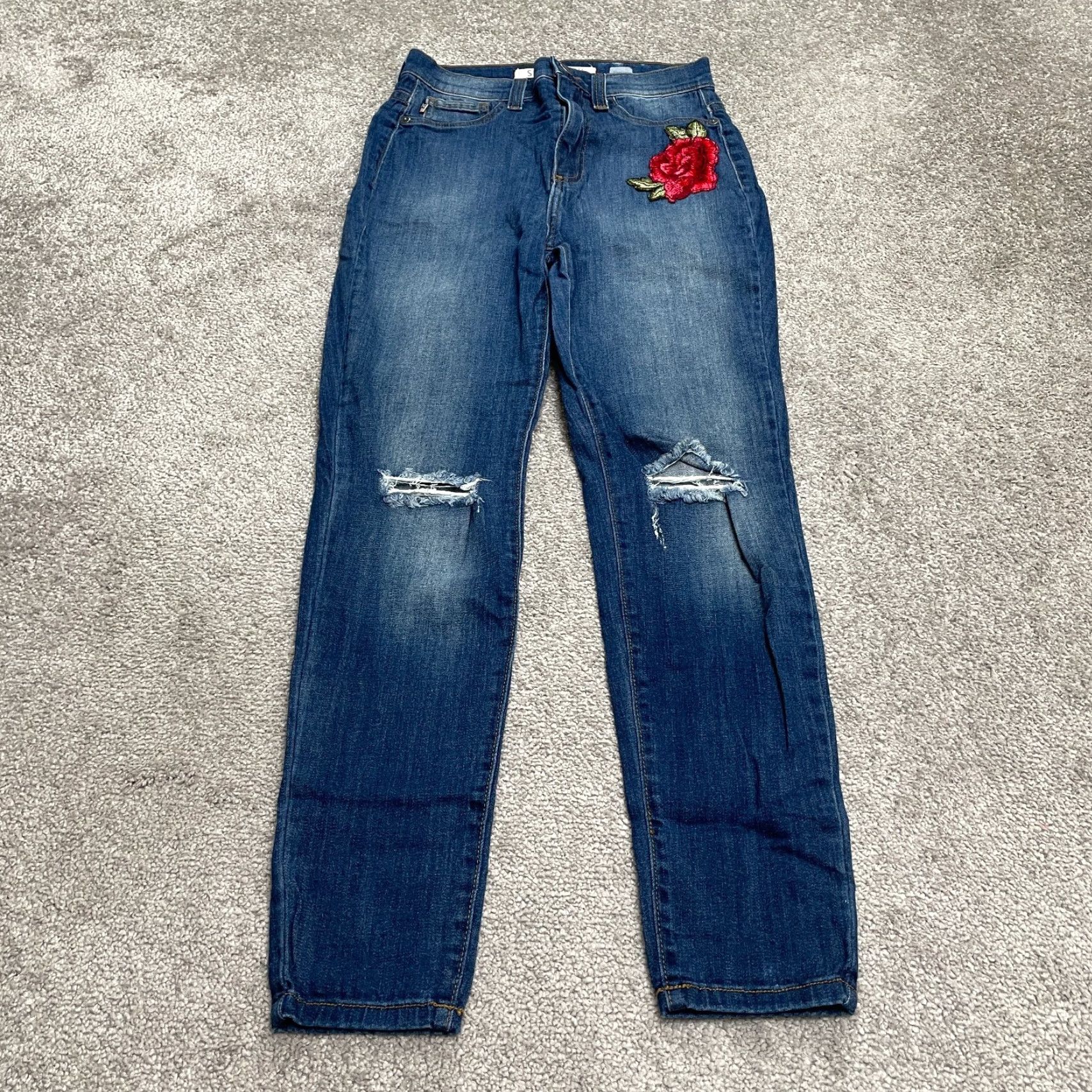 Vintage Sneak Peek Jeans Juniors 11 Distressed Embroidered Denim Blue High Rise 26x27 Boyfriend Regular Women's Vintage No? Size 32" / US 10 / IT 46 - 2 Thumbnail