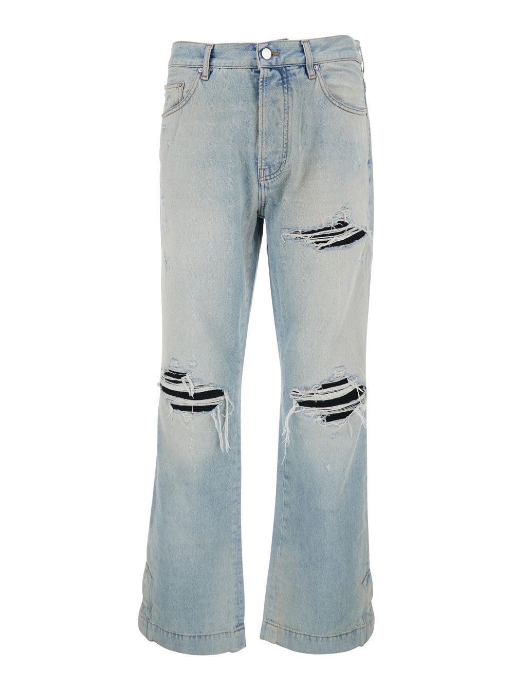 Amiri Men's Light Blue Denim Jeans with Ripped Details and Logo Patch on the Back Size US 30 / EU 46 - 1 Thumbnail
