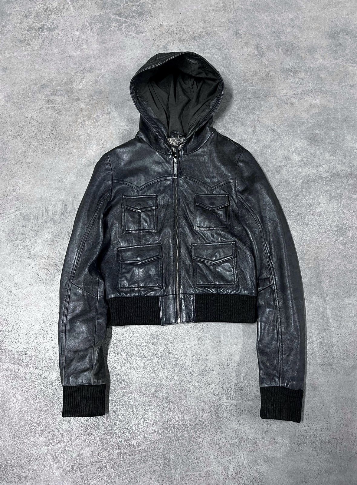 Rick Owens Real Leather Avant Garde Hooded Cropped Jacket Size S / US 4 / IT 40 - 1 Thumbnail