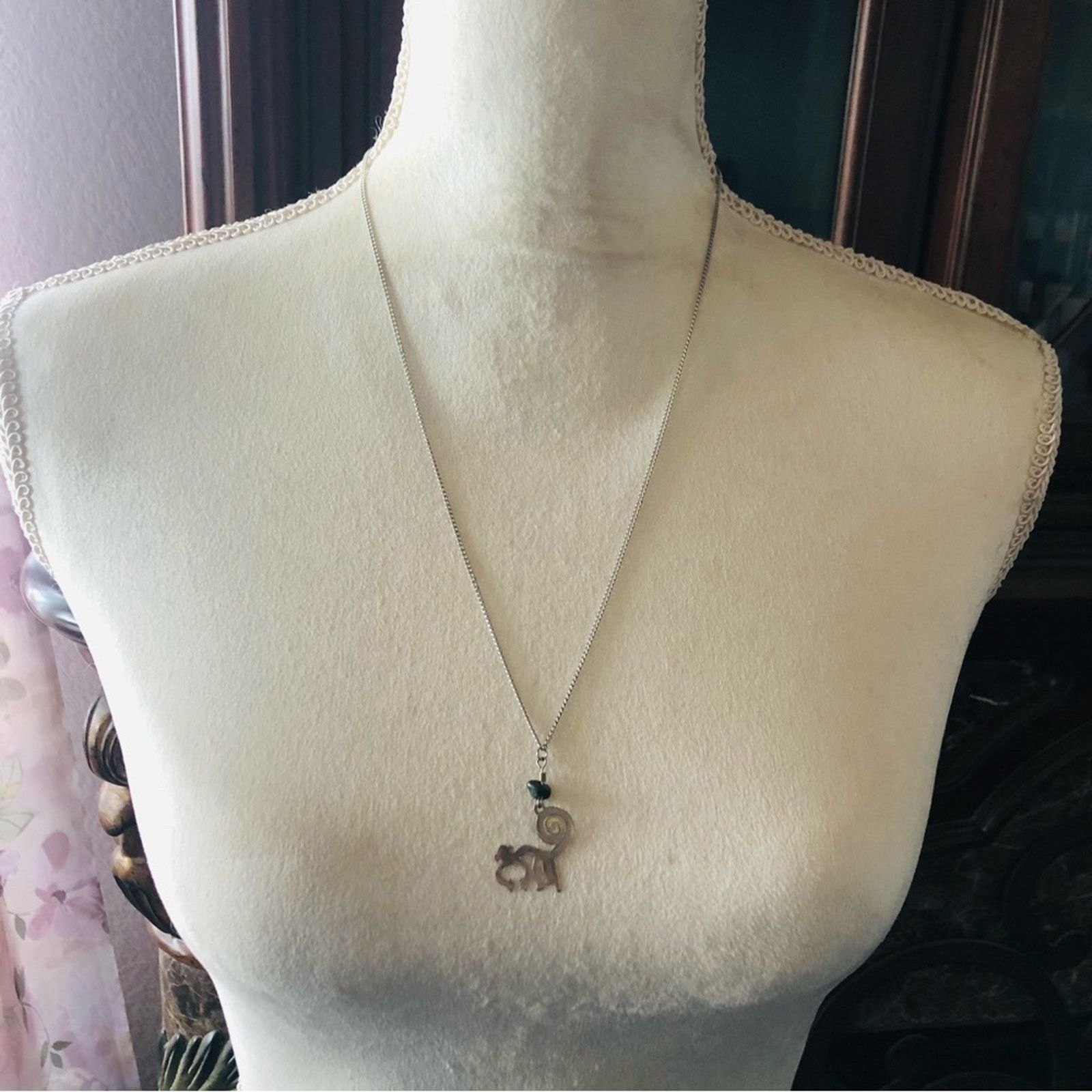 Handmade Hand crafted sterling monkey green jasper necklace Size ONE SIZE - 6 Thumbnail
