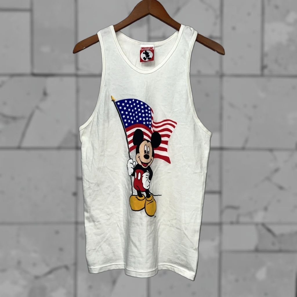 Disney VINTAGE Disney Micky Inc White Muscle Shirt Mens Small White Mickey Mouse Shirt Men Small Mens Shirt Size US S / EU 44-46 / 1 - 1 Thumbnail