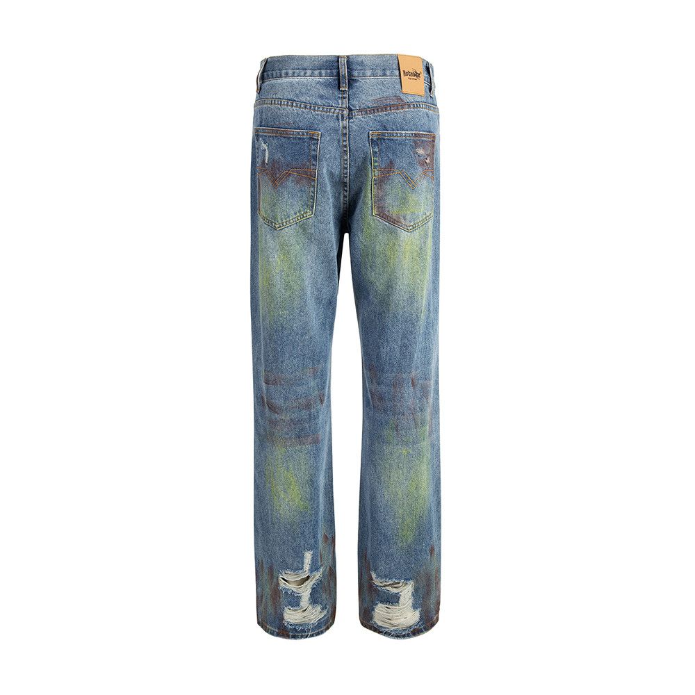 Retro Washed Ink Splash Jeans - Main Image